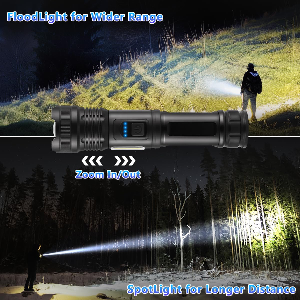 Ikeeruic 7-Mode Rechargeable Flashlights 950000Lm, 3-Pack Tactical Led, Super Bright Emergency Light