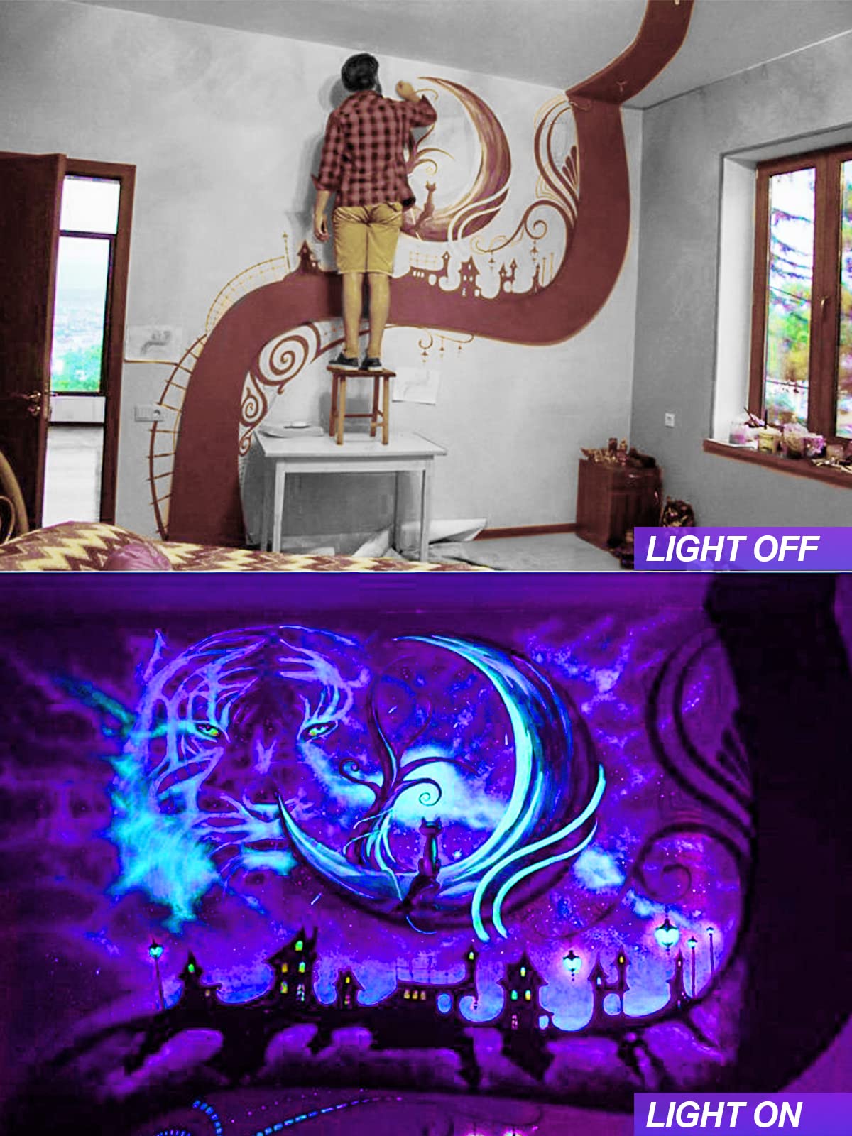 Doreio 120V Blacklight Spotlight 15W Led Landscape Lights With Sensor - 4 Pack For Glow Parties