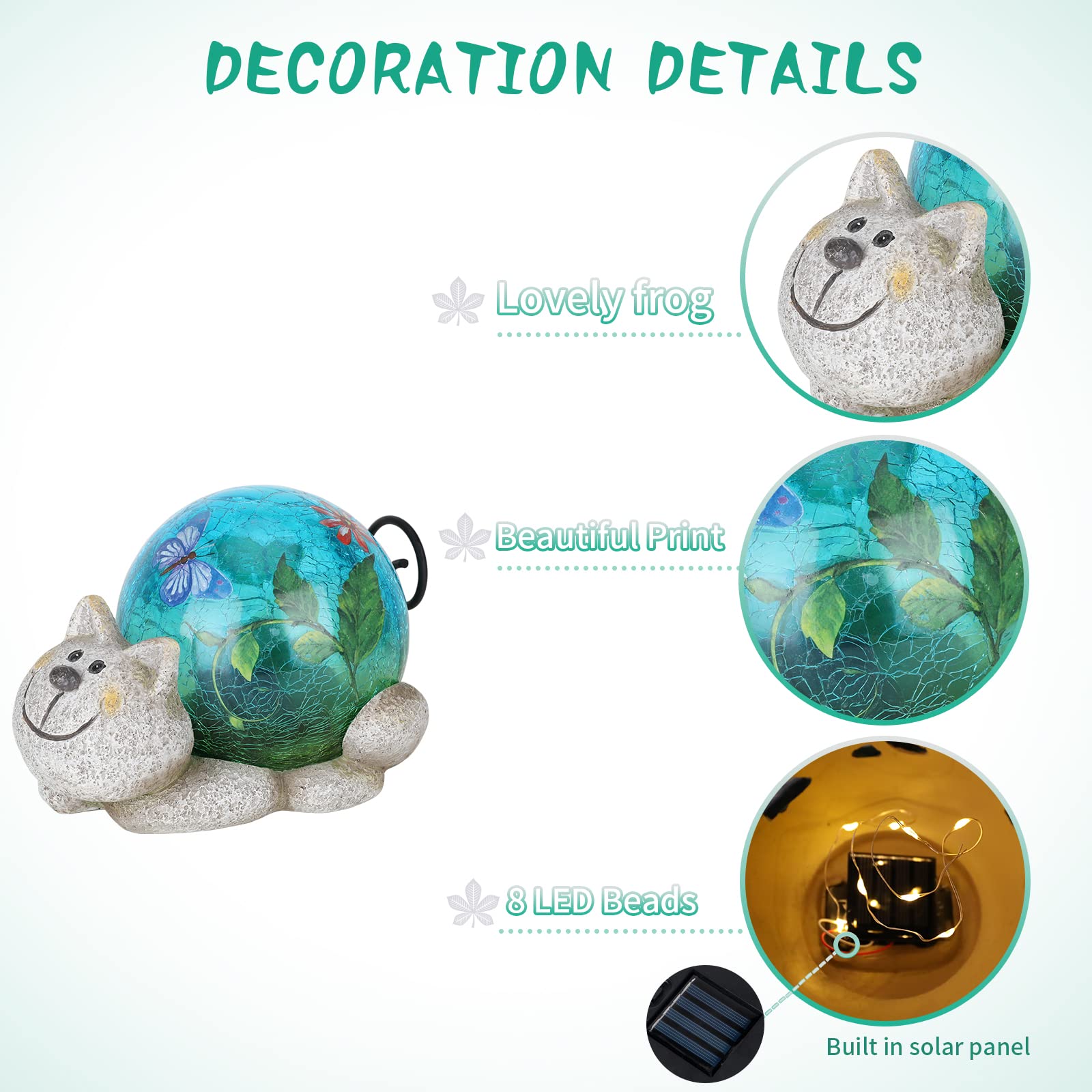 Afirst Garden Cat Statue - Resin Outdoor Figurine with Solar Lights for Patio, Lawn, Yard Art - Cat Color