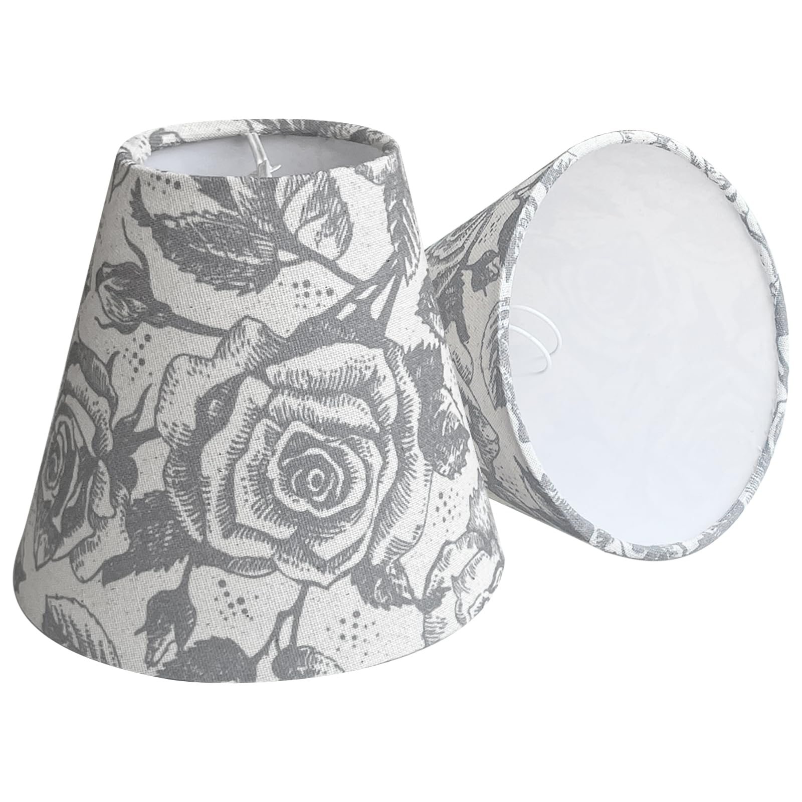 TOOTOO STAR Clip-On Lamp Shade Set of 2, Printed Linen, 3x6x5 Inch, Model 0212YH-1