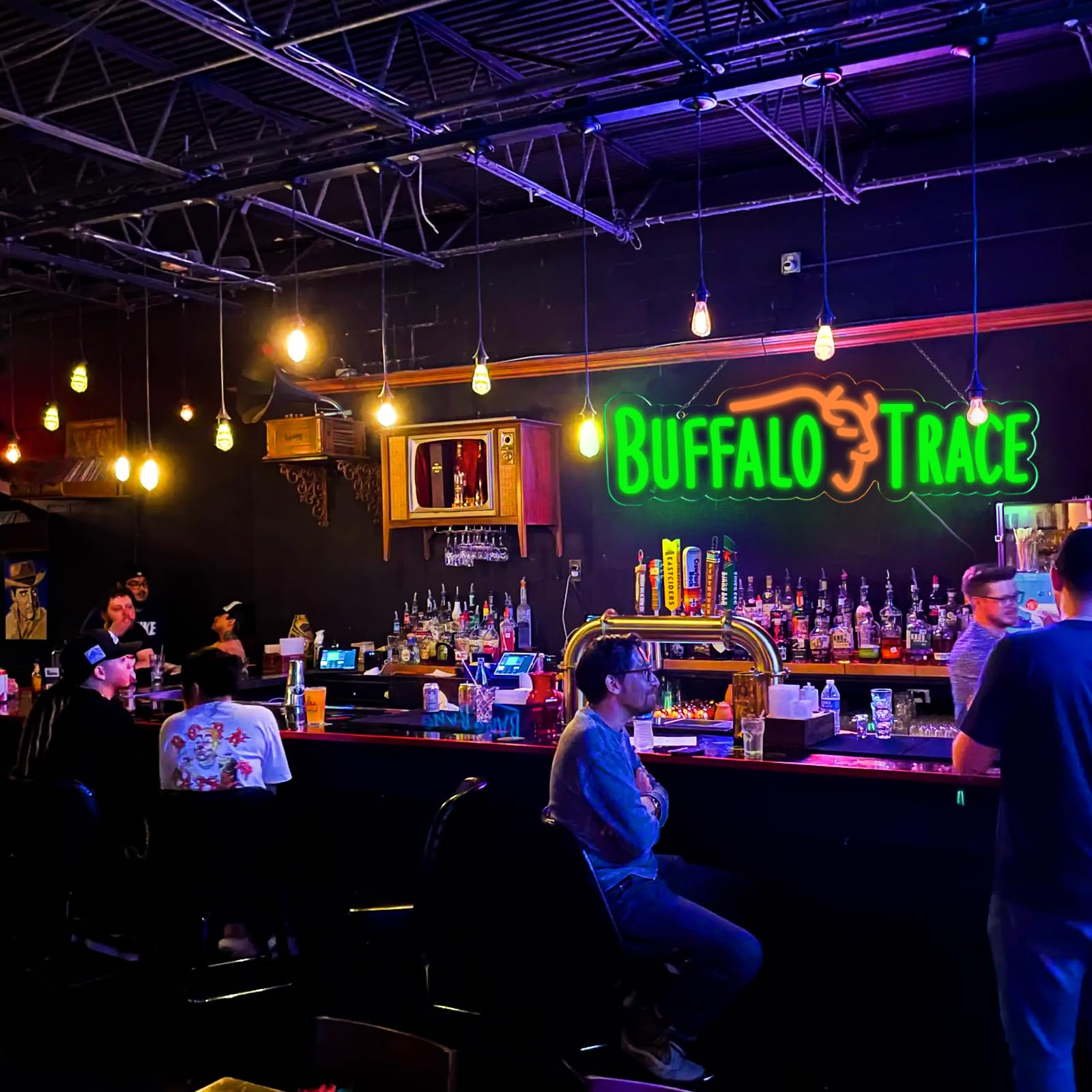 Wonderfullife Buffalo Neon Sign For Bourbon Whiskey In Bar Pub Man Cave Or Party,Bright Led Light Suitable For Garage Decor Or Business Display,5V Usb Powered Easy Hanging.