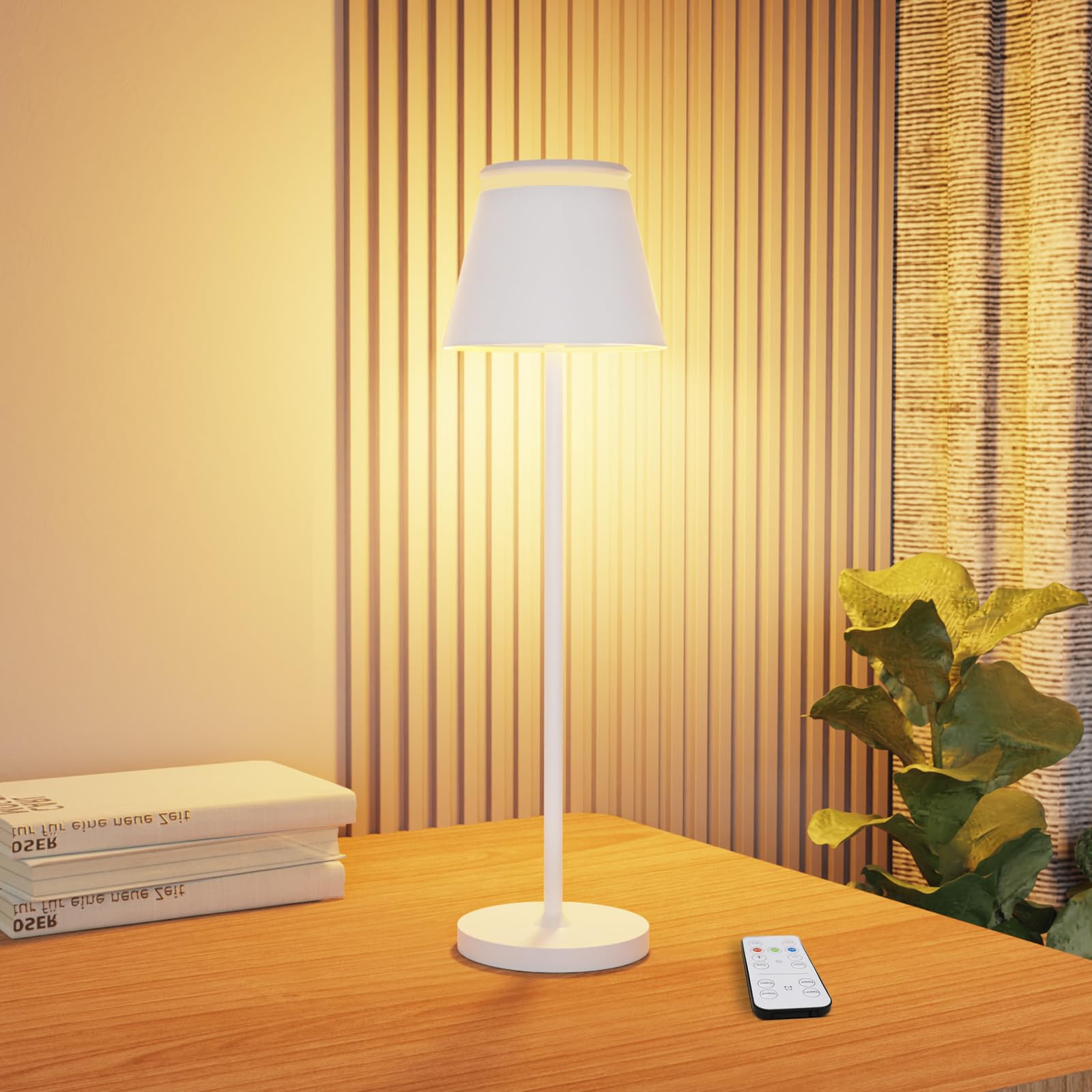 Yupola Cordless Table Lamp Rechargeable,5000Mah Battery Operated Desk Lamp,Waterproof Touch Dimmable Light With Remote,3 Color S