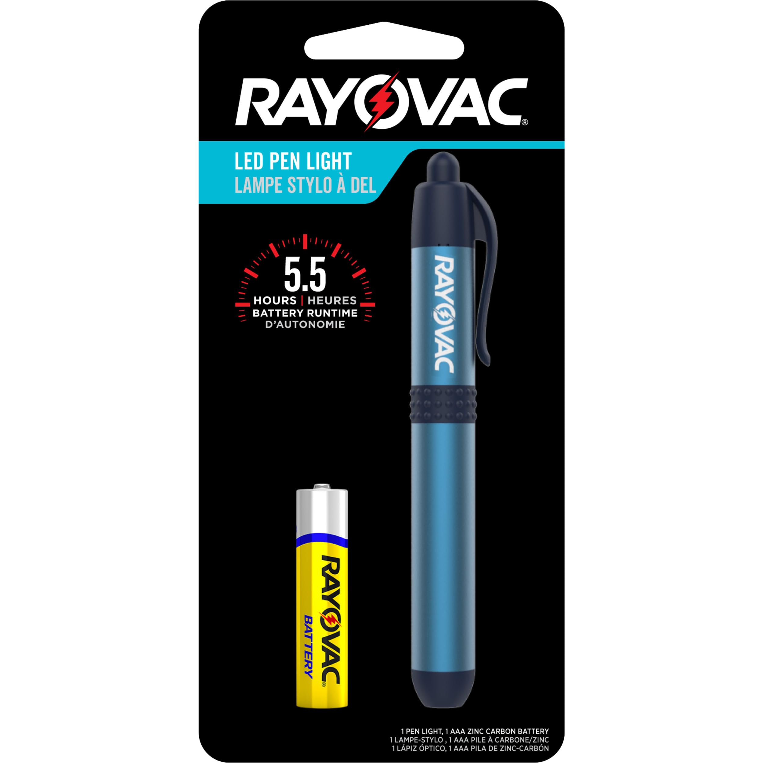 Rayovac LED Pen Light Flashlight, Flashlight with Clip for Pockets, Purses and Desks, Flash Light with AAA Battery Included, Pac