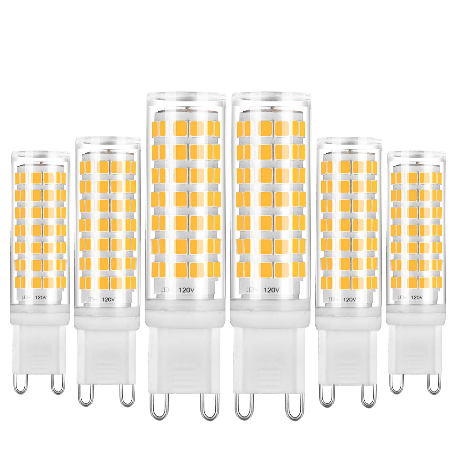YUIIP G9 LED Bulb Dimmable 6W Warm White 3000K Ceramic Bi-pin Base, 530LM, 6 Pack
