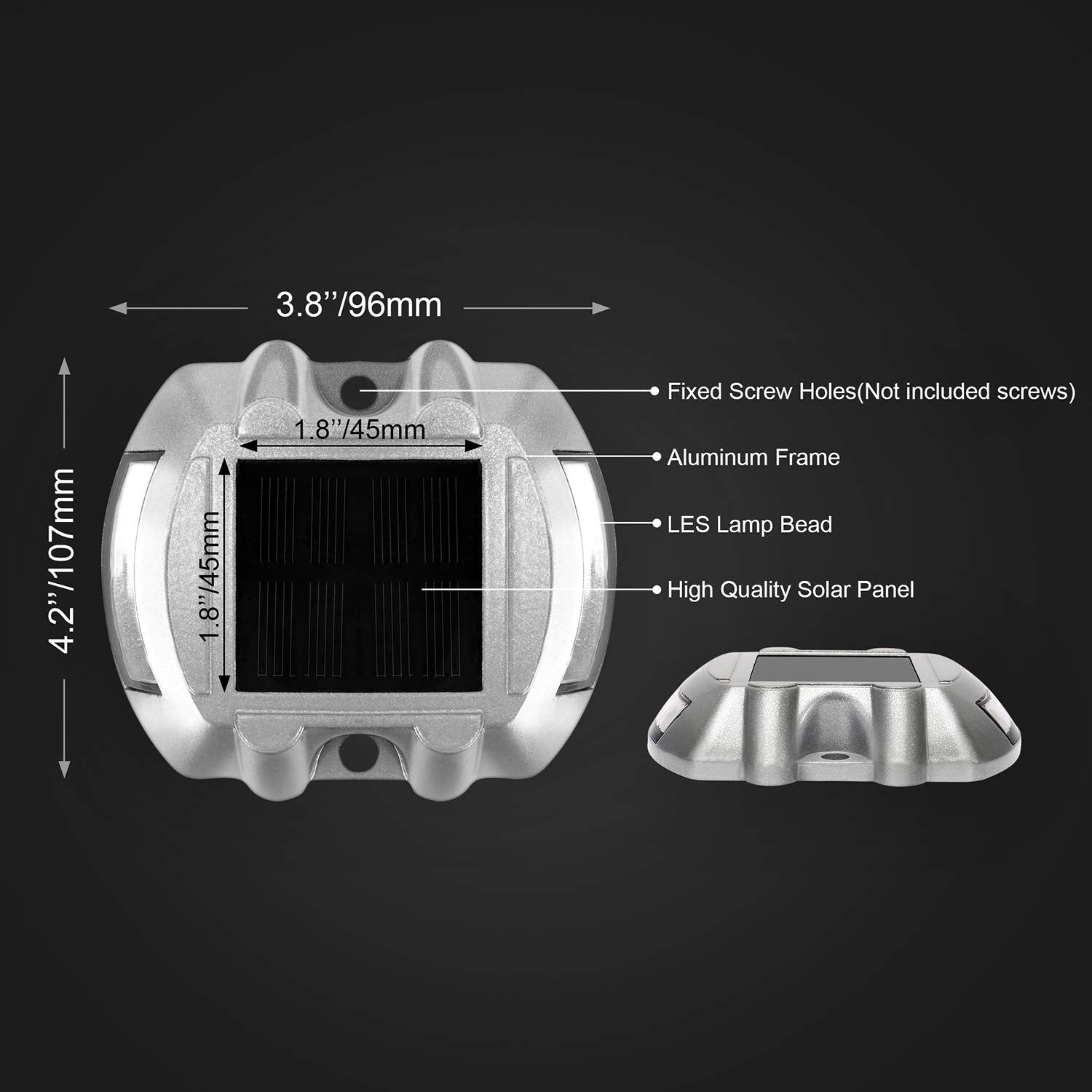 Jiguoor Solar Deck Lights Led Driveway Lights Solar Powered Dock Light Outdoor Ip68 Waterproof Road Markers For Step Sidewalk Stair Boat Garden Ground Pathway Yard (Blue, 1 Pack)