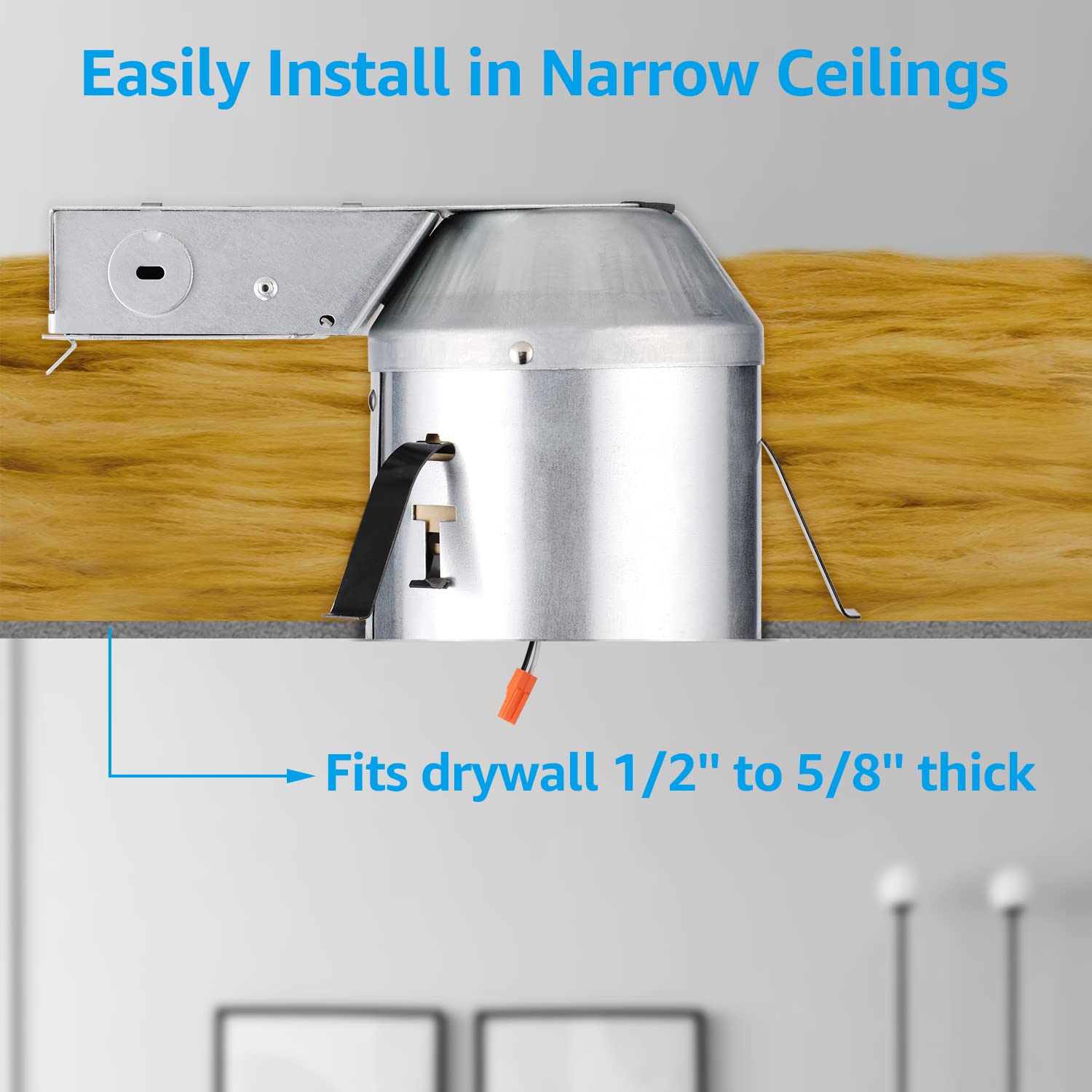 TORCHSTAR 8-Pack 4" Shallow IC Rated Recessed Lighting Housing, Max 15W, ETL Listed, Damp Location, Model 89475