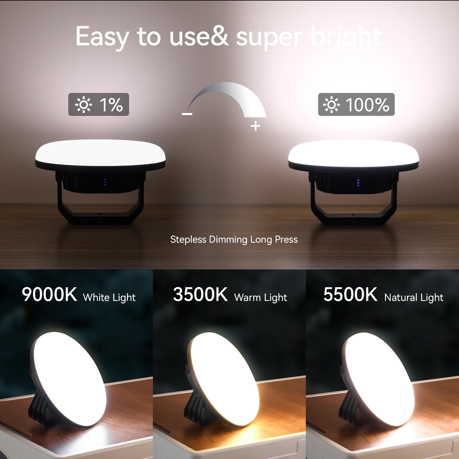 VAVOFO 42W LED Camping Lantern - 180 LED, 4000LM, 3 Modes, 10,000mAh, IP65 Waterproof, Rechargeable, Black, Model