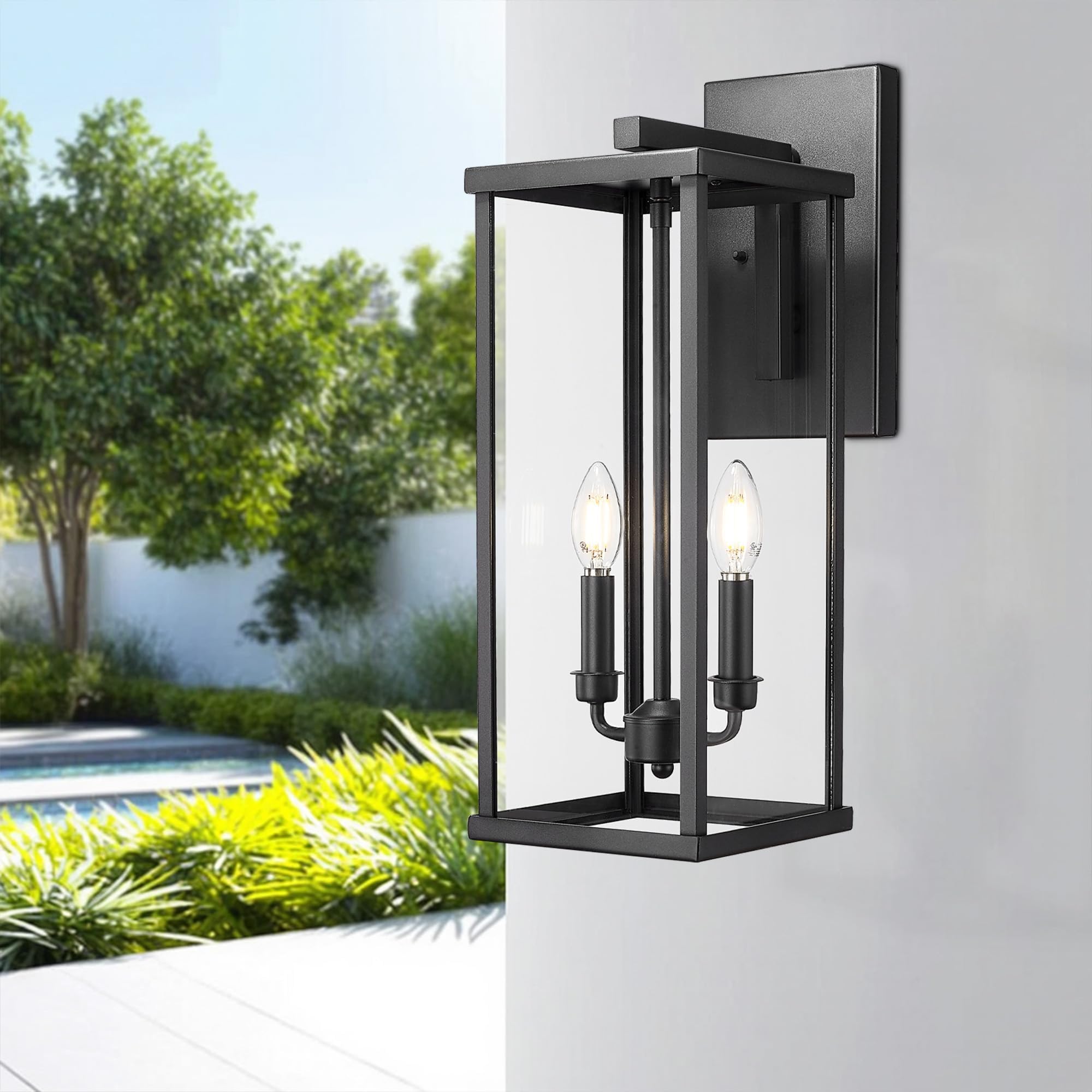 Bestshared Outdoor Wall Light Sconce, 20" Black Metal, Weather Resistant, Hardwired for Porch/Patio, Model 4176, 1 Pack
