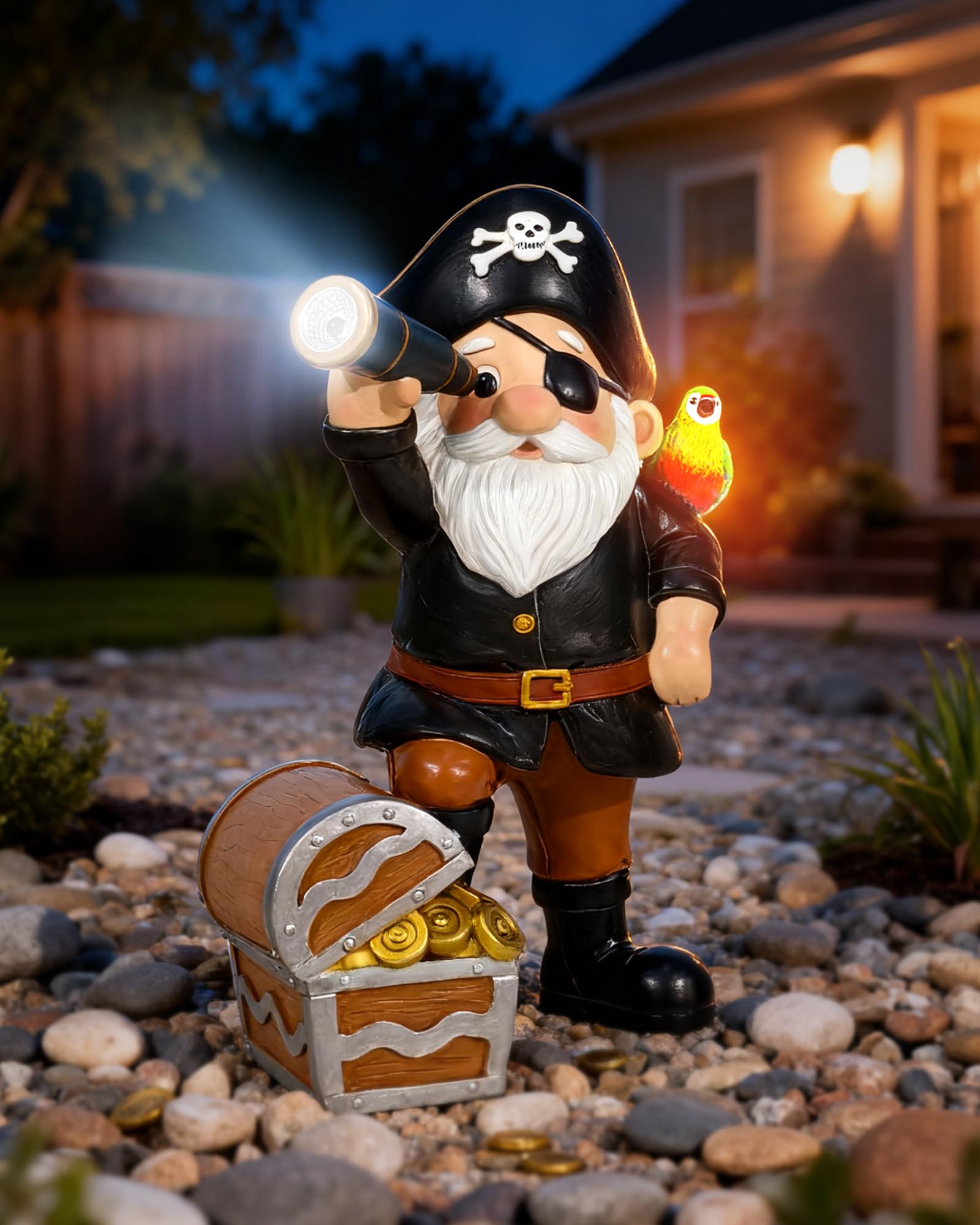Miggley Solar Pirate Gnome Statue - Whimsical Outdoor Garden Decor For Yard  Patio  Lawn  Backyard - Ideal Gift For Women  Garden Lovers  Moms  Birthdays