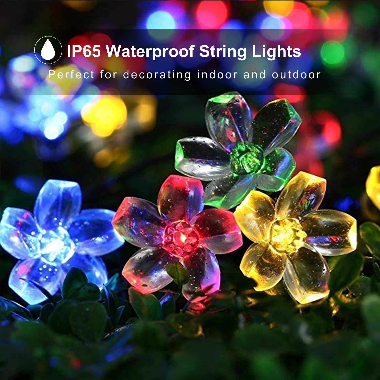 KENTA Solar String Flower Lights, 100 LED, 40Ft, Waterproof Multi-Color Fairy Lights, 8 Lighting Modes, Model KCS-YHD-1P
