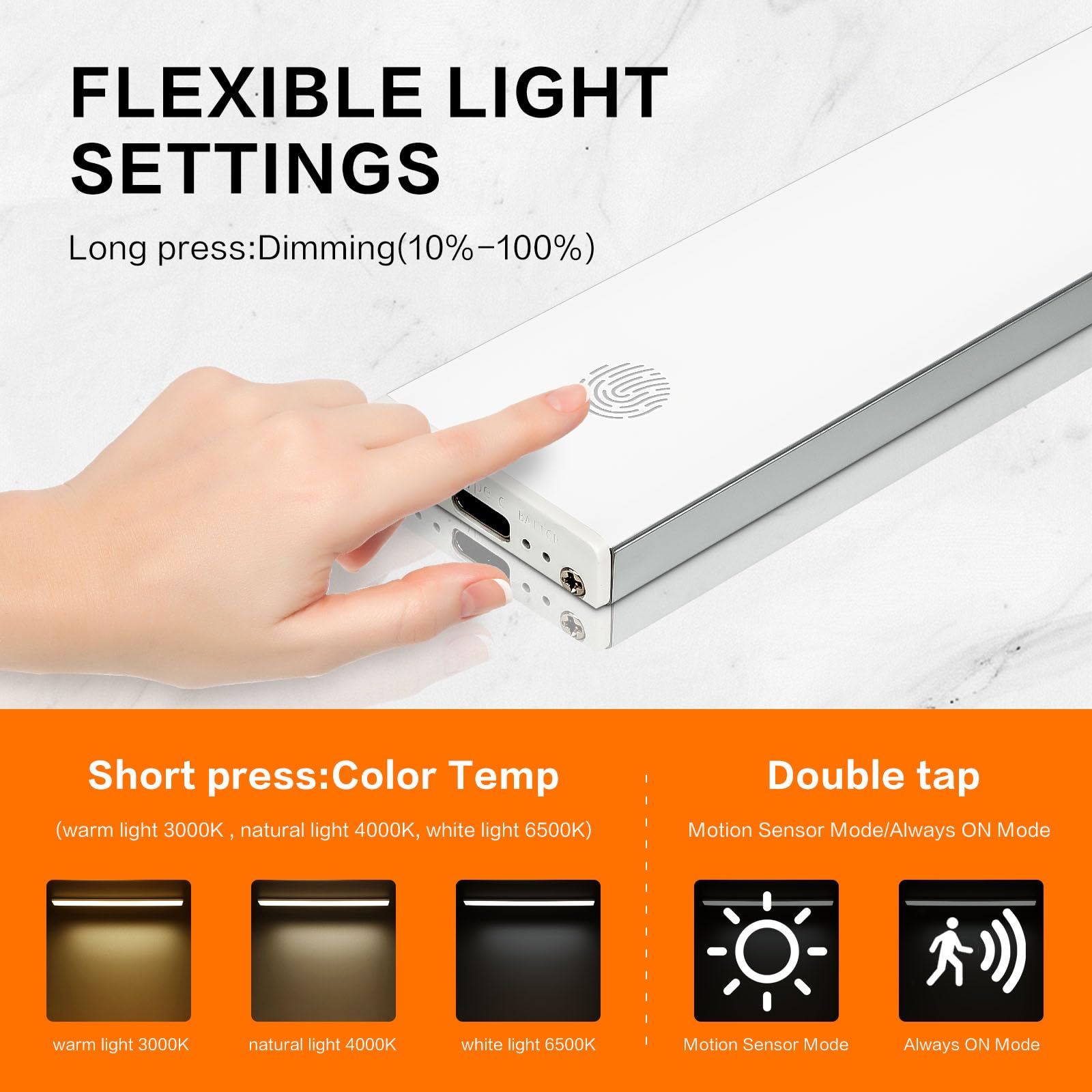 Garto Motion Sensor Lights Indoor, 3 Color Temps Under Cabinet Lights, Closet Light Dimmable, 168 Led Rechargeable Battery Opera