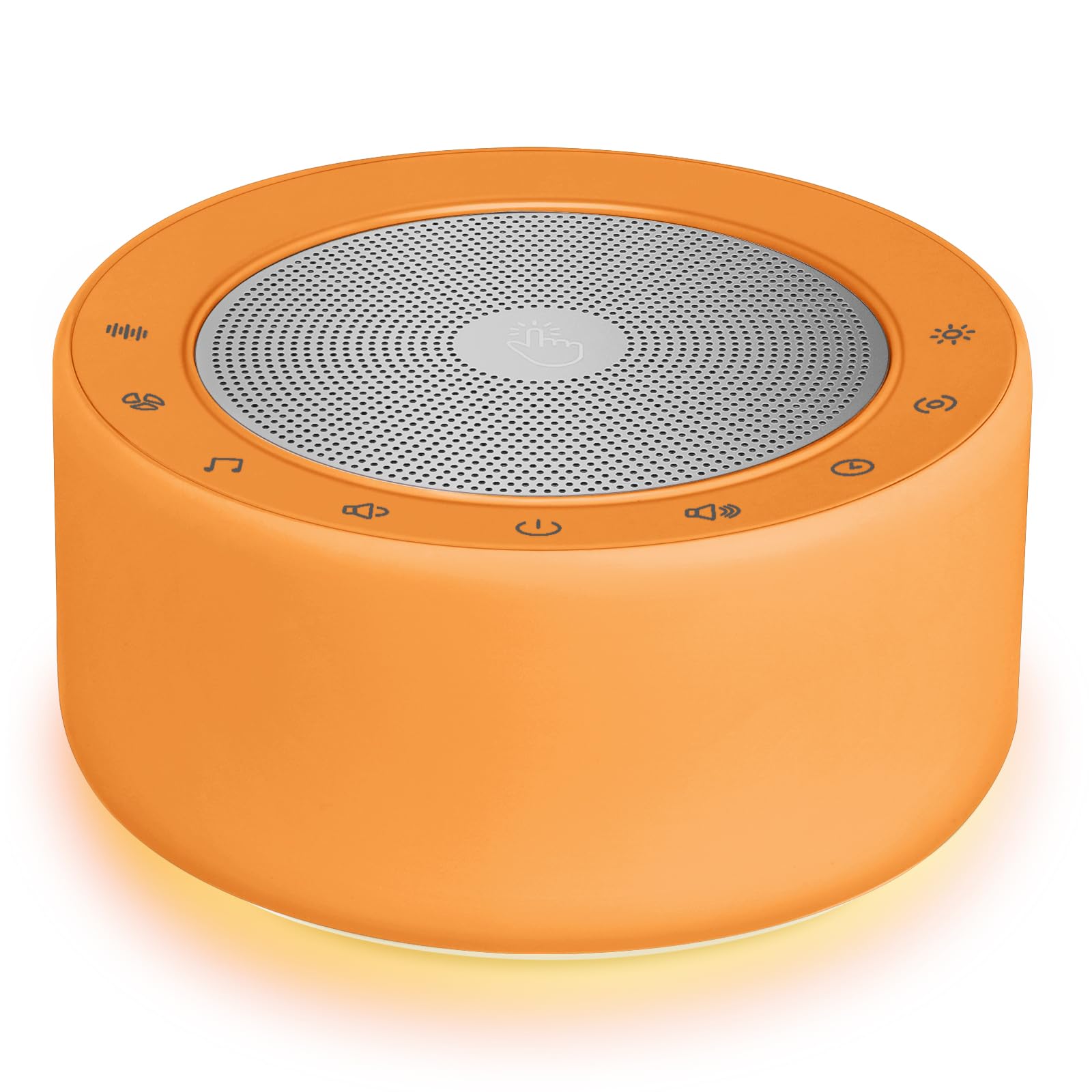 Kipcush Nursery Lamp with Sound Machine, 30 Sounds, 7 Colors Night Light, Touch Control, Timer, Orange