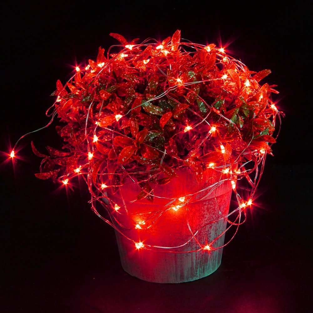 CYLAPEX Fairy String Lights, 6 Pack, Battery Operated, Red, Micro LED, 3.3ft Silvery Copper Wire for DIY Decoration