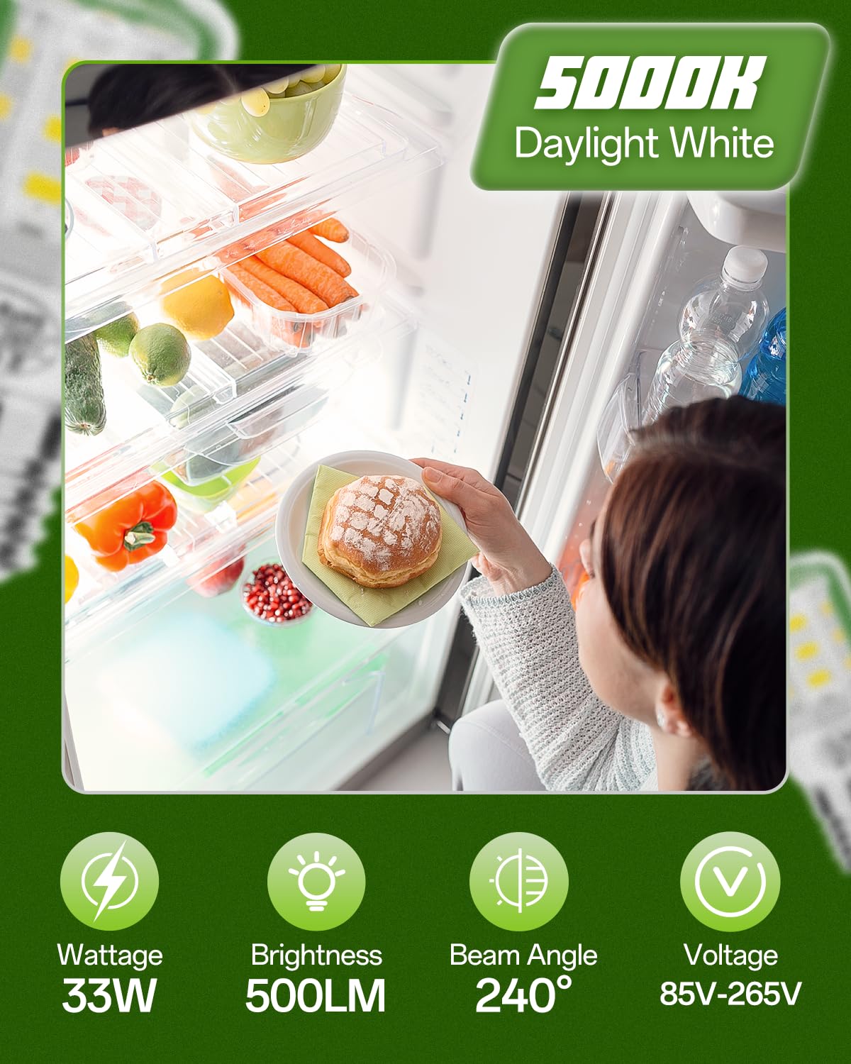 BOGDA LED Refrigerator Bulb 5304511738, 3.5W E27 White Light, 2-Pack Replacement for Frigidaire Kenmore Refrigerators