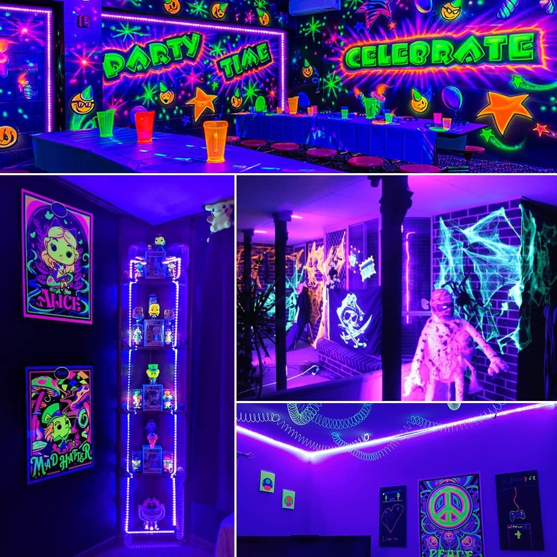Thecham 20Ft Black Light Strip With Remote, 360 Led, 3 Modes For Glow Parties & Stage Lighting