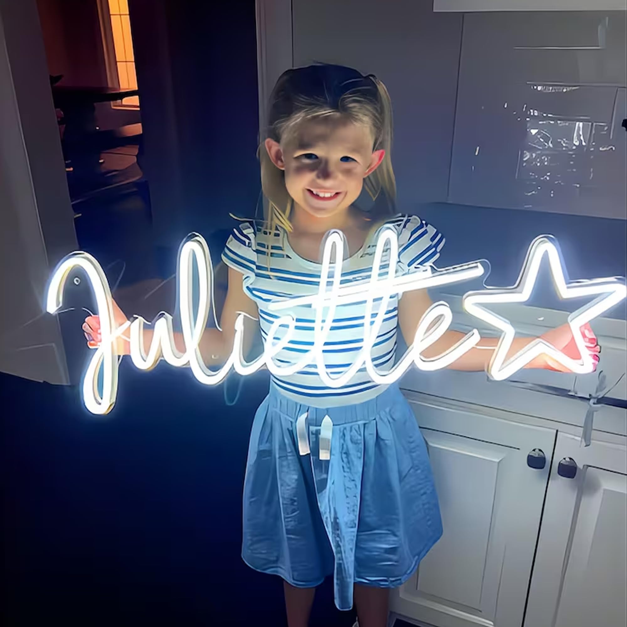 JEMESI Custom Neon Sign - Personalized LED Light for Kids, Acrylic, 1 Line Text