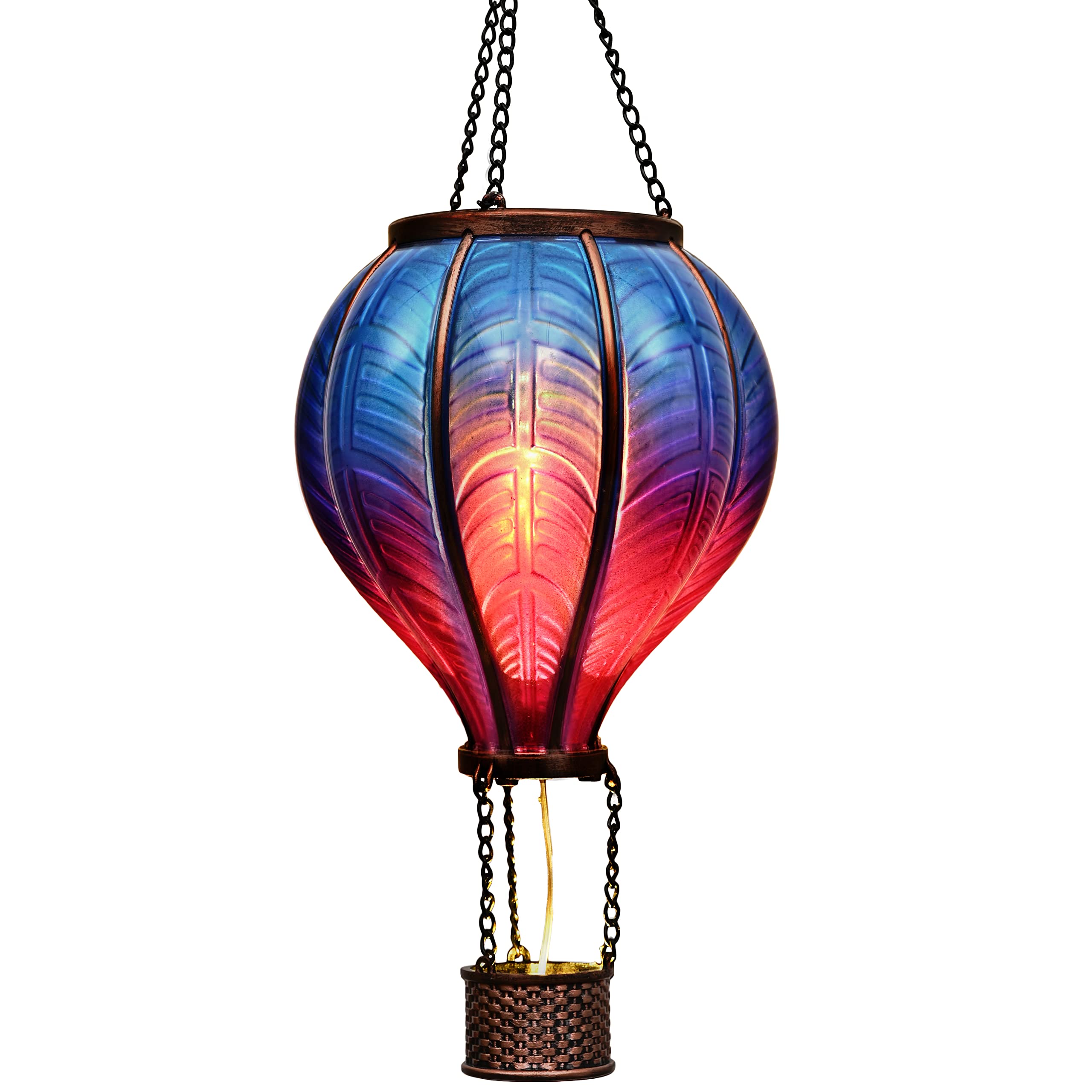 Teresa'S Collections Hot Air Balloon Solar Lantern - Blue & Purple Outdoor Decor Light