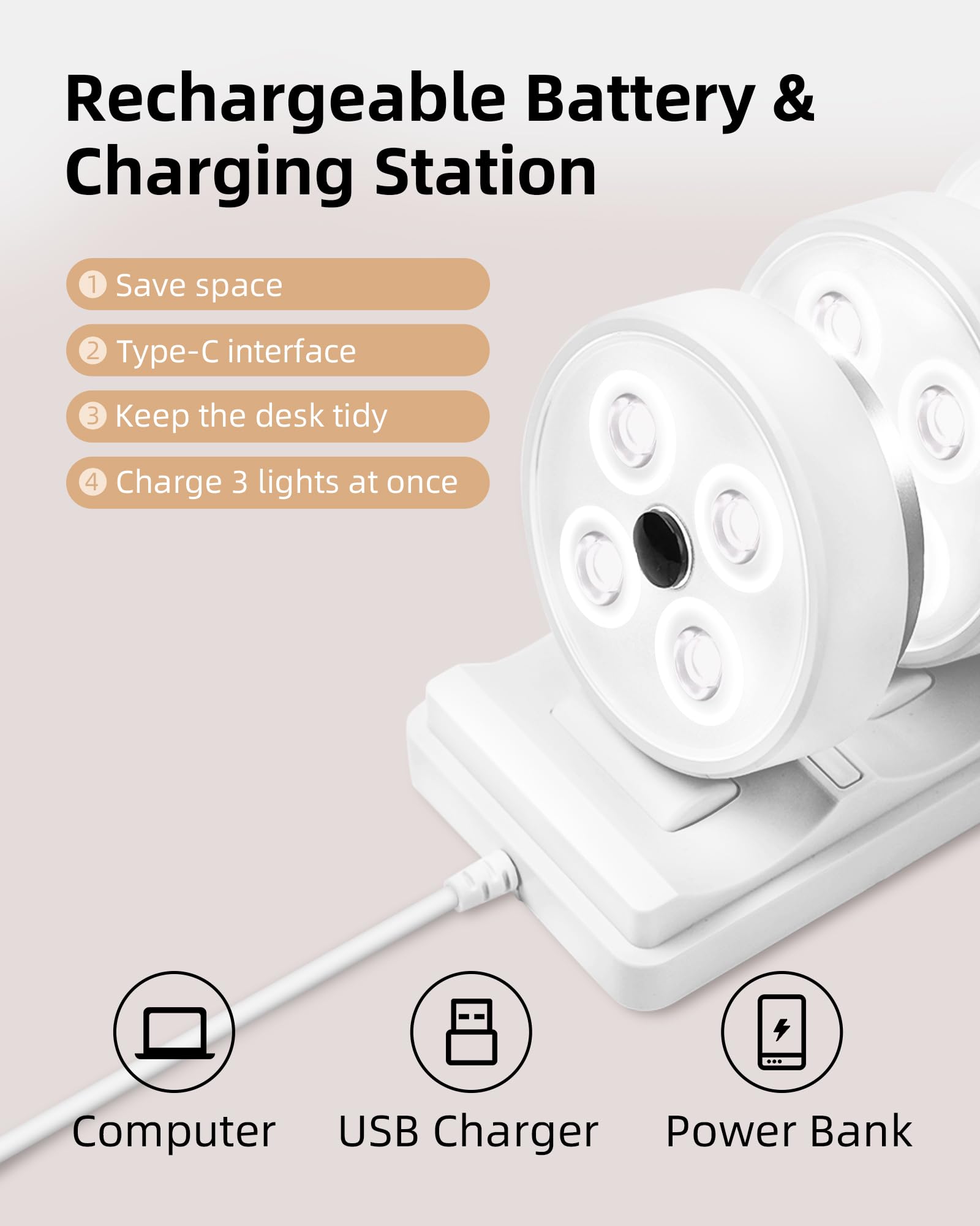 EZVALO Rechargeable Puck Lights with Remote, 6 Pack, Dimmable LED, Motion Sensor, Under Cabinet Lighting, White