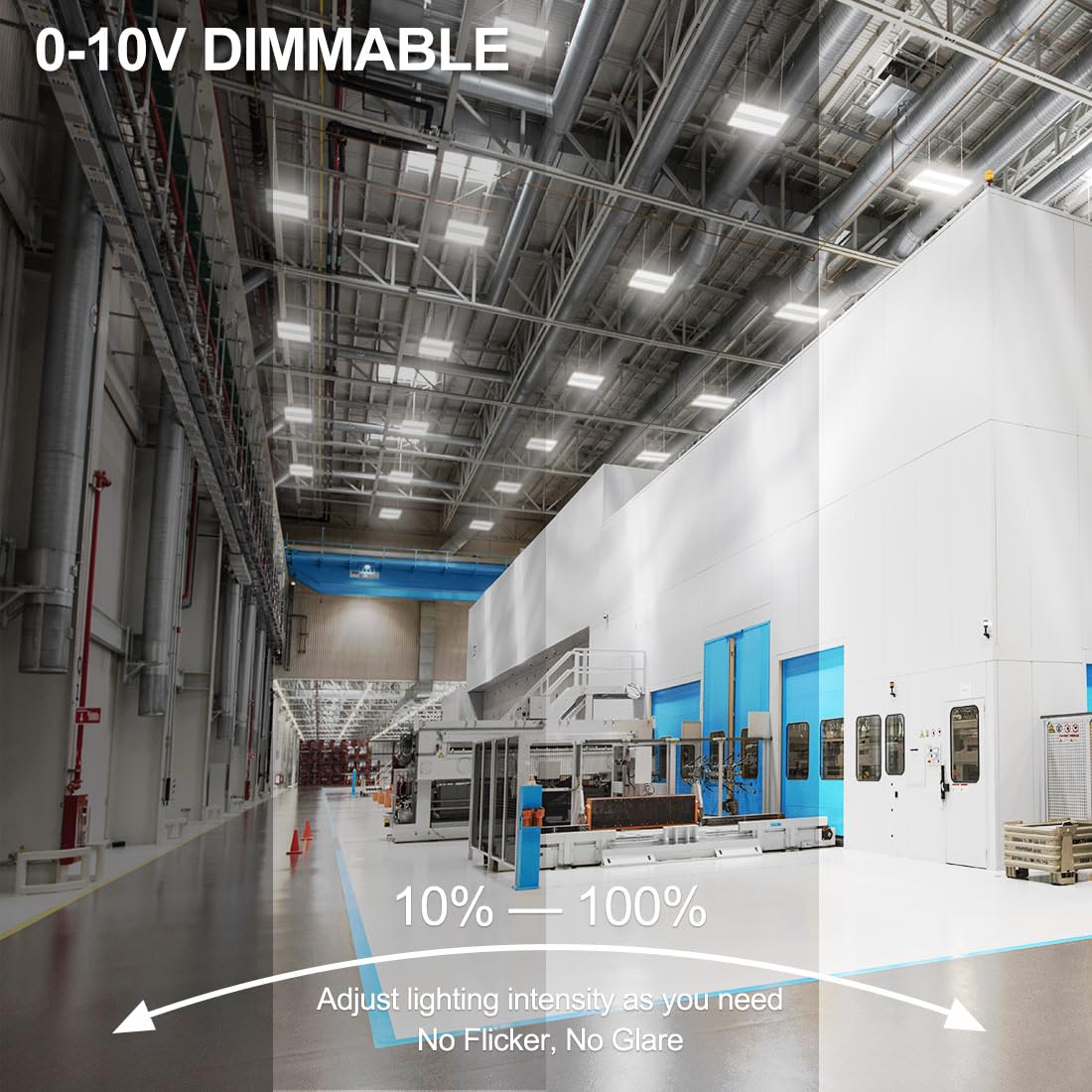 Xbuyee 4-Pack Led High Bay Shop Light Commercial 165W 23100 Lumens 5000K 100-277V Dimmable, 2Ft Linear Hanging Bay Lights For Wa