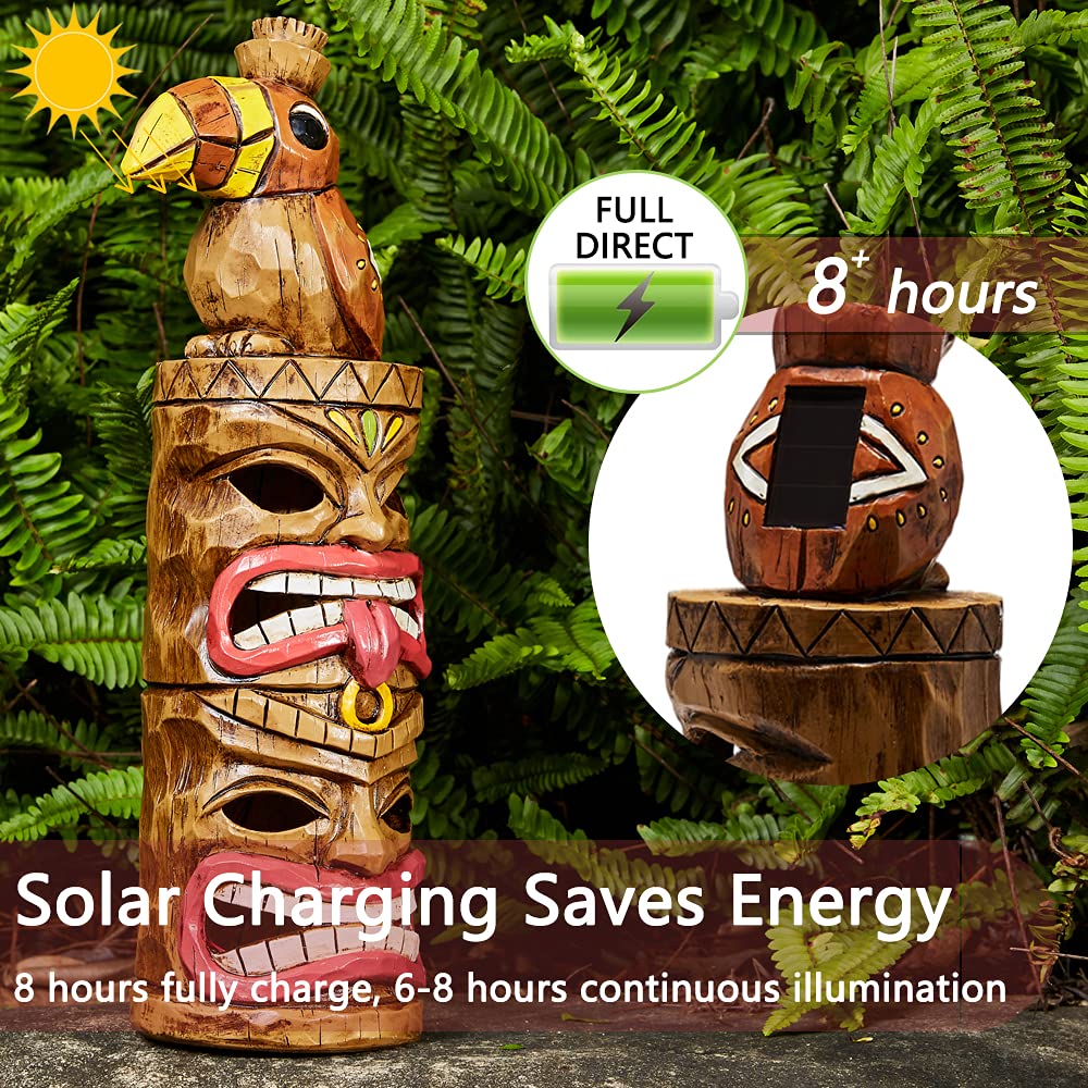 Yiosax Outdoor Tiki Statue Decoration-Solar Garden Figurine - Woodpecker Waterproof Unique Housewarming Gifts For Women Patio,Ba