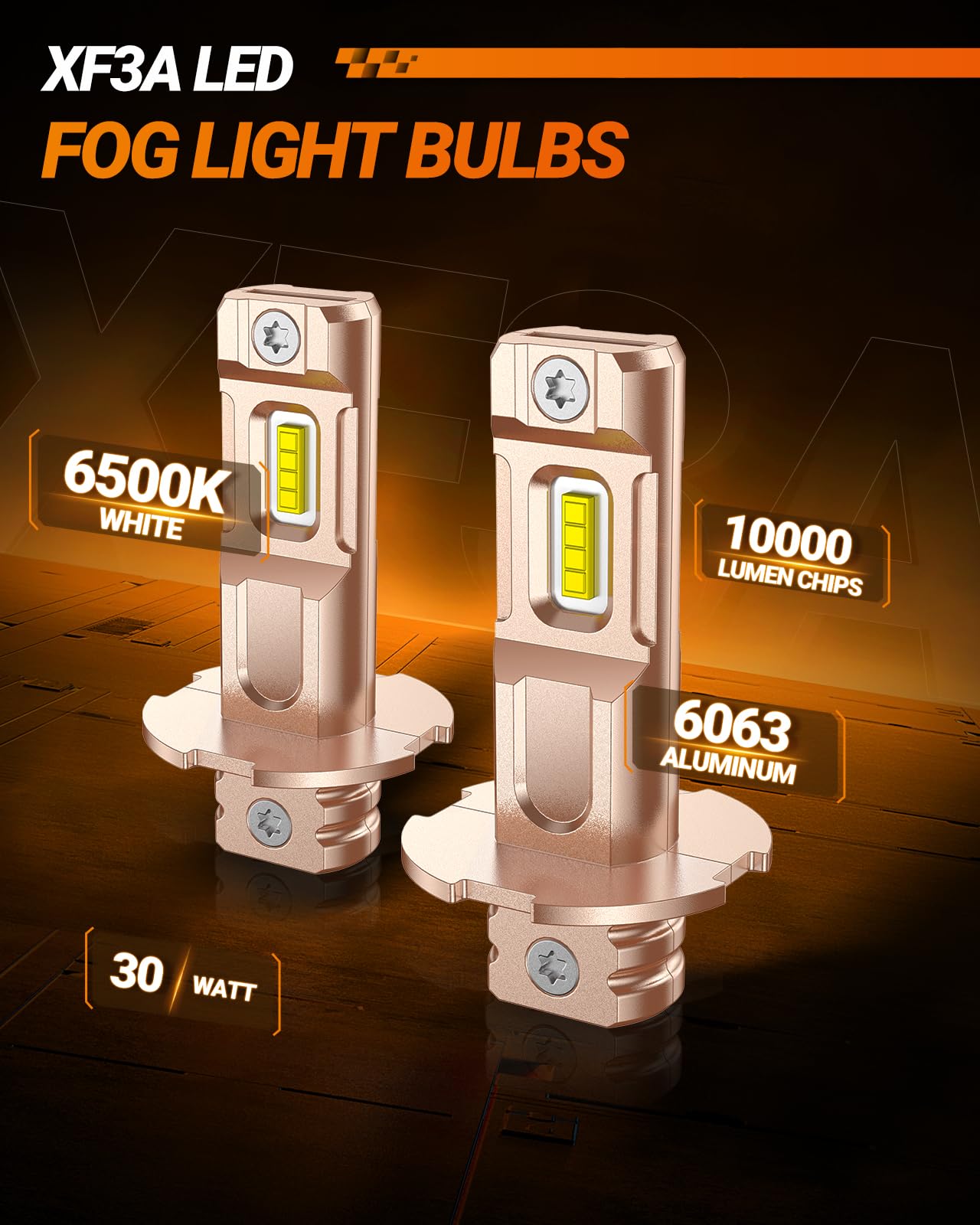 SEALIGHT H3 LED Fog Light Bulb, 14000LM Bright, Mini Size, H3, White, Pack of 2
