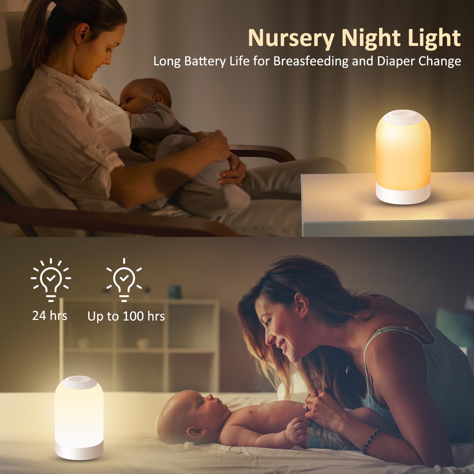 G Keni Touch Bedside Night Lamp, USB Rechargeable Mini Light, Dimmable, Small, White/Warm/Natural, Model L1