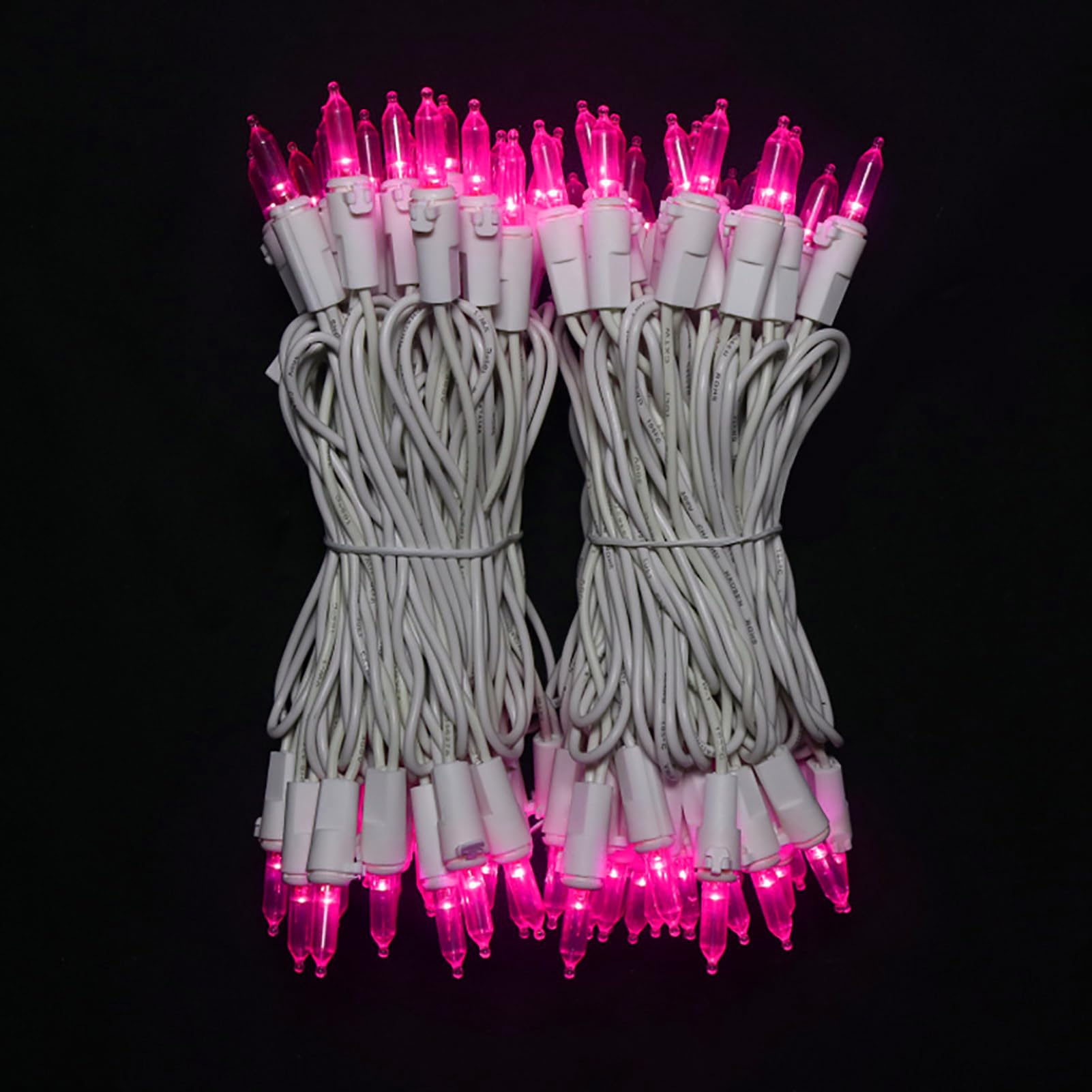 Pink Led Christmas Lights - 100 Count Pink Christmas String Lights For Tree  Party  Bedroom  Wedding  Indoor And Outdoor Valentines Day Decorations  33 Feet White Wire  Ul Certified  Connectable