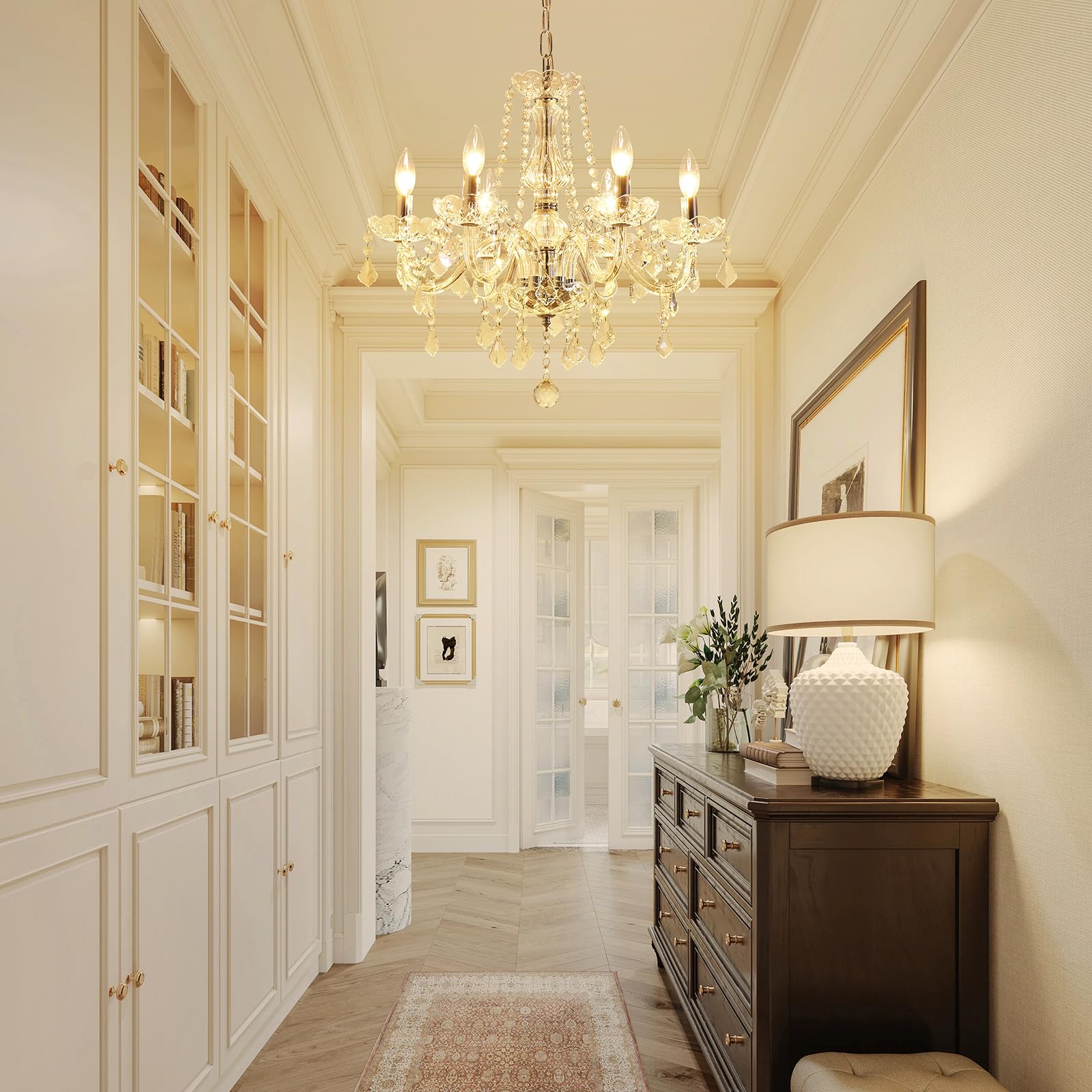 Small Crystal Chandelier, Mini Modern K9 Crystal Chandelier Dining Room Light Fixture, Crystal Pendant Ceiling Light For Bedroom