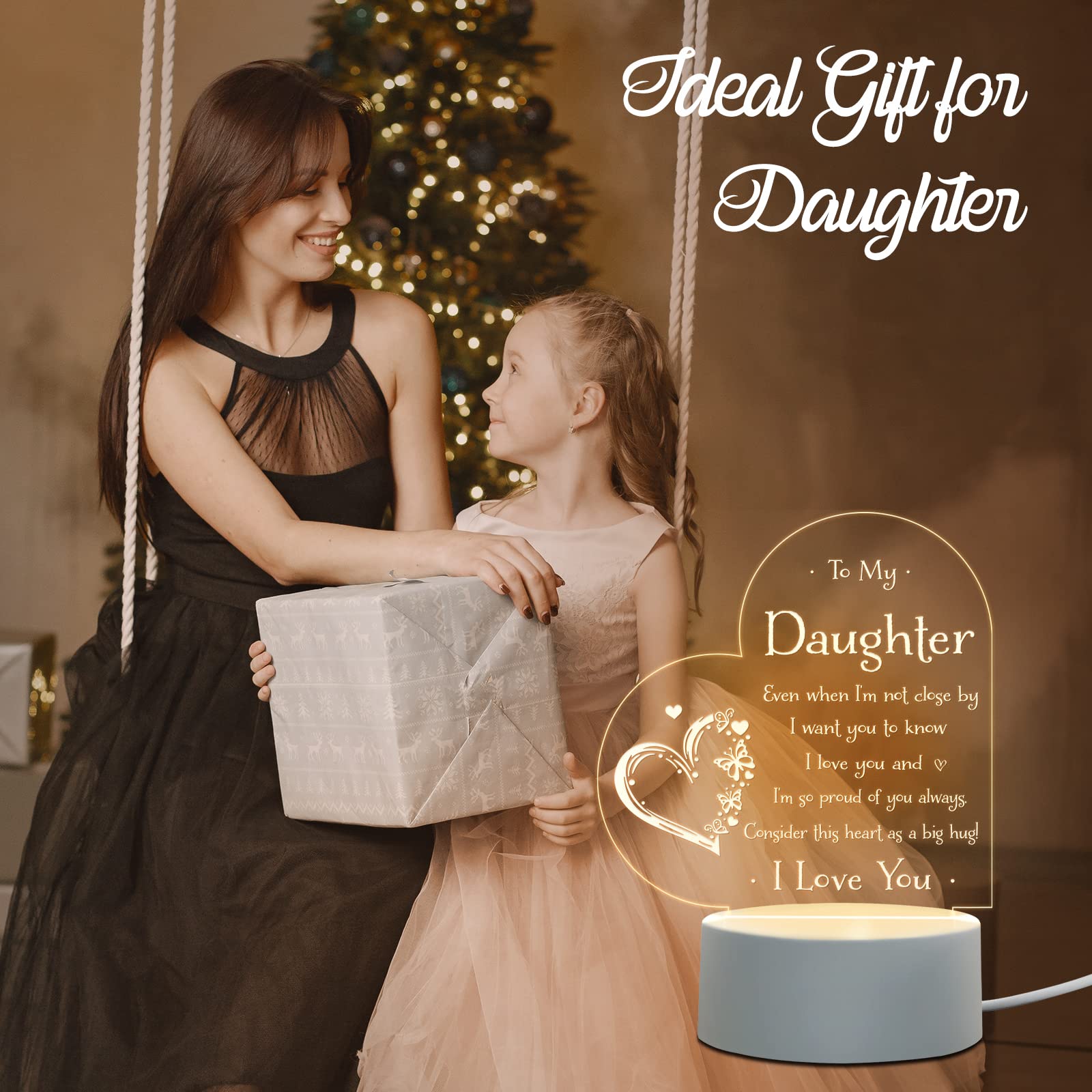 Afterprints Daughter Gifts - To My Daughter Engraved Night Light, Daughter Gifts From Mom Dad, Gift For Daughter On Birthday, Gr