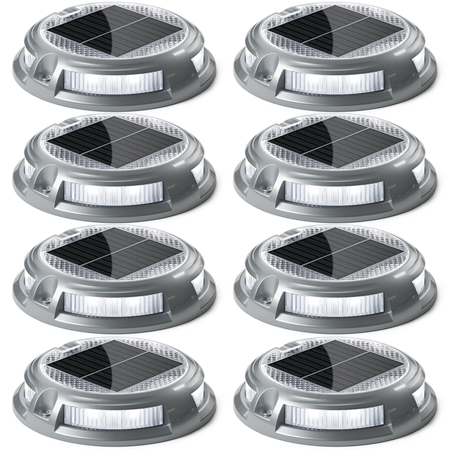 SIEDiNLAR Solar Driveway Lights, 16 LEDs, 9 Modes, Waterproof, 8 Pack, RGB, Aluminum, Model SD901G-8PK