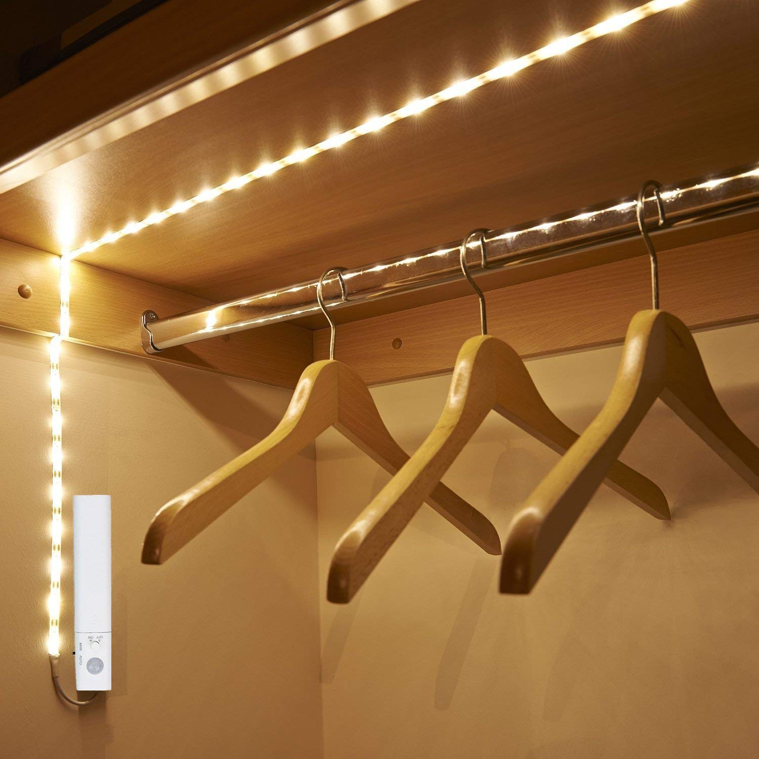 Amagle 9.8Ft Under Cabinet Lighting Motion Led Strip Closet Lights Battery Powered Basement Trunk Counter Bed Stair Light For Be