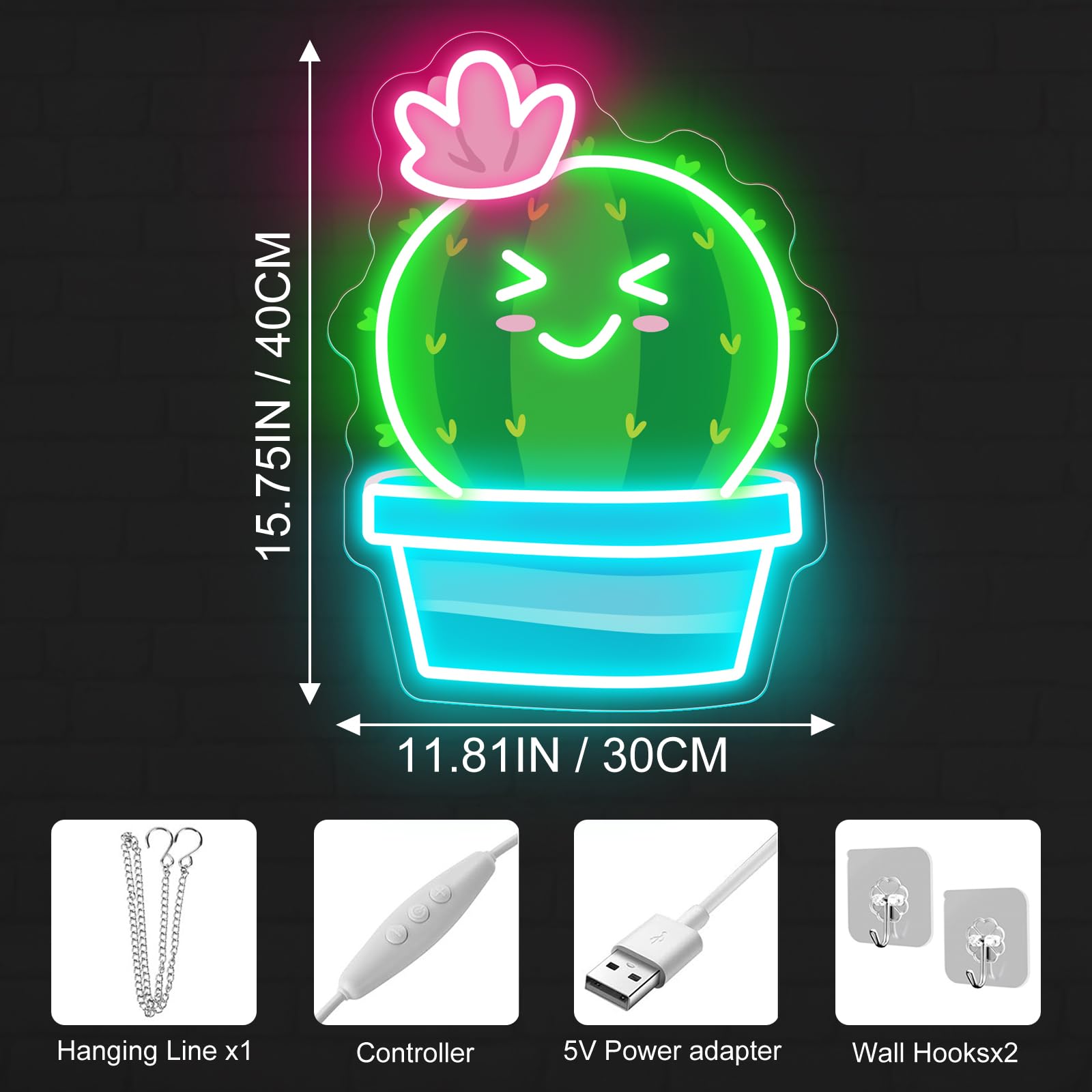 Lotus Cactus Uv Neon Sign Cactus With A Flower Led Light Sign Houseplant Decoration Aesthetic Decor For Flower Store  Parties  Coffee Shops  Salons  Shop Window Store Display malt-inspired Bar Opening Gift