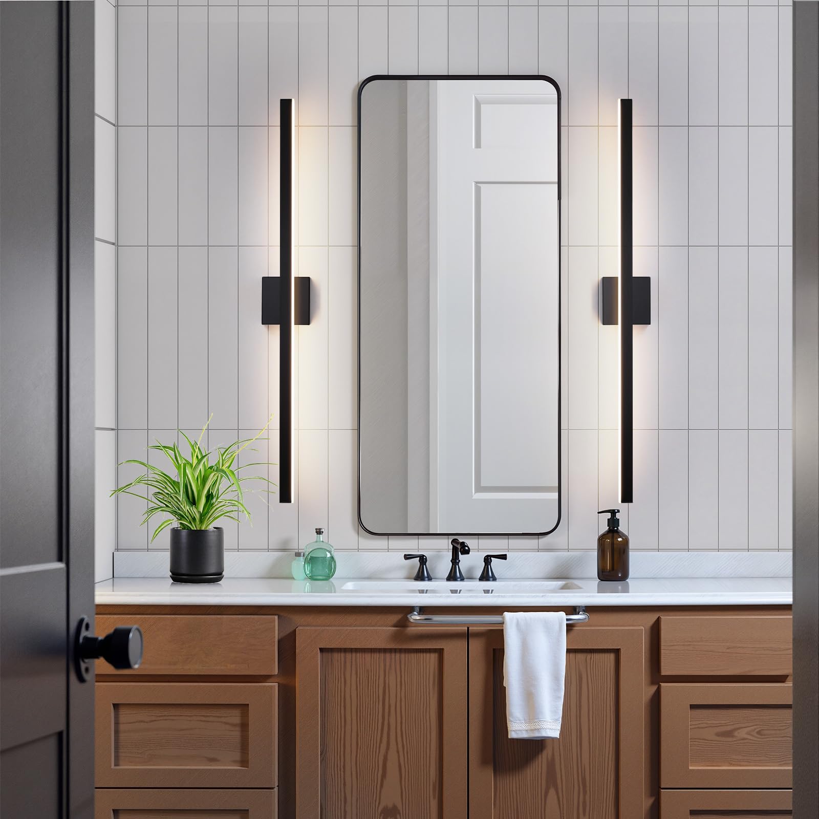 Kaisite Black Vanity Light For Bathroom Above Mirror 39 Inch Led 5Cct Bathroom Lighting Fixtures Dimmable Modern Bath Wall Light Fixture Over Mirror