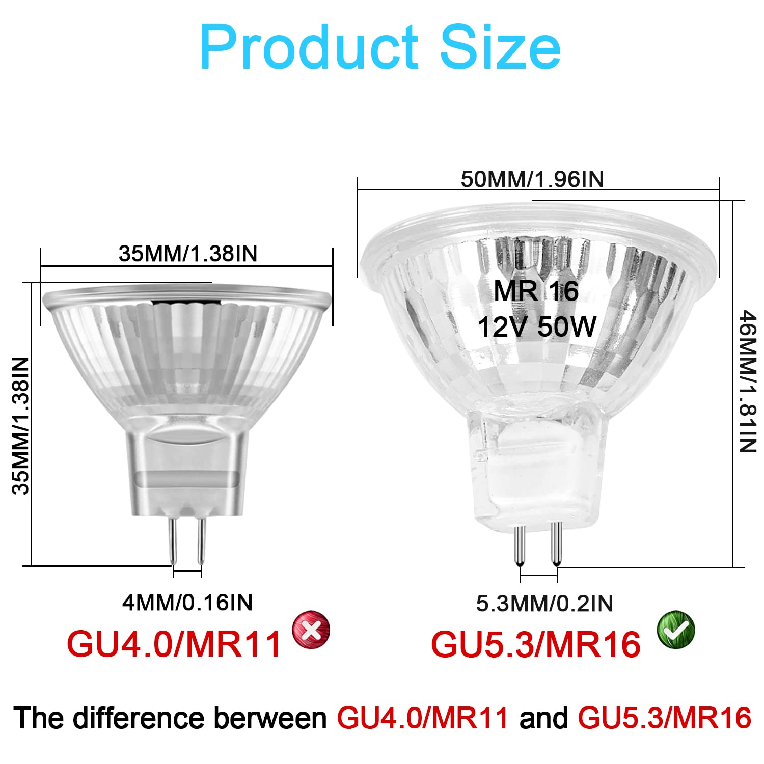 Mr16 Halogen Bulb 50W Dimmable 12V Gu5.3 Bi Pin Base Spotlight With Long Lifespan, 2700K Warm White Mr16 Bulbs With Clear Glass