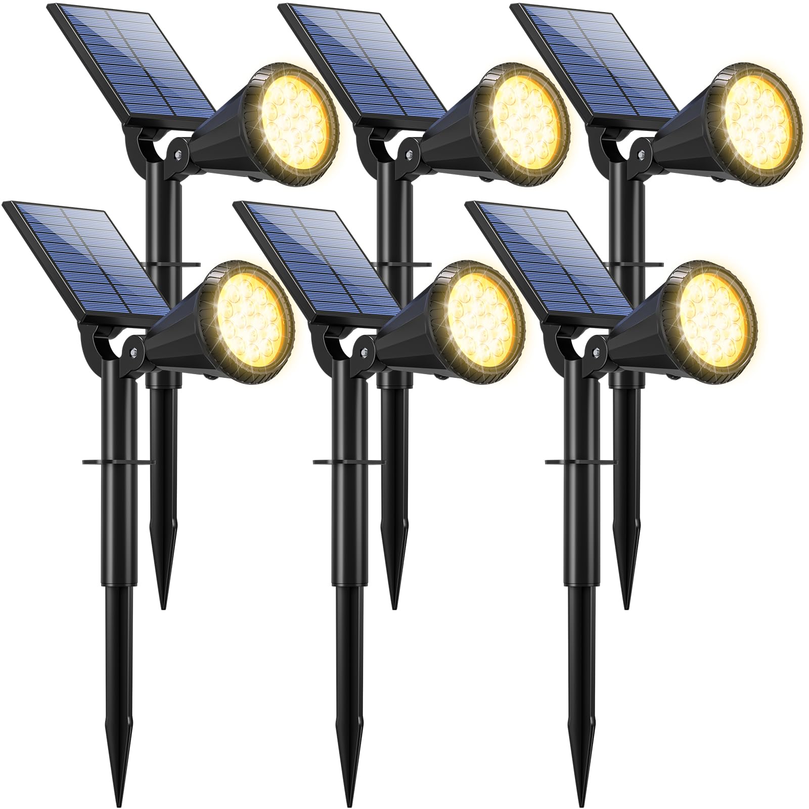 WELALO Solar Spot Lights Outdoor Waterproof for Flag, [6 Pack/4 Modes] Landscape Spotlights 180 Adjustable Solar Powered Lights 