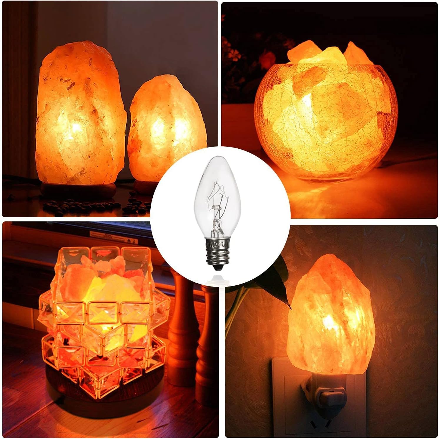 OHLGT 28 Pack Salt Lamp Light Bulbs, 15 Watt Incandescent E12 Socket, Long Lasting Warm Light
