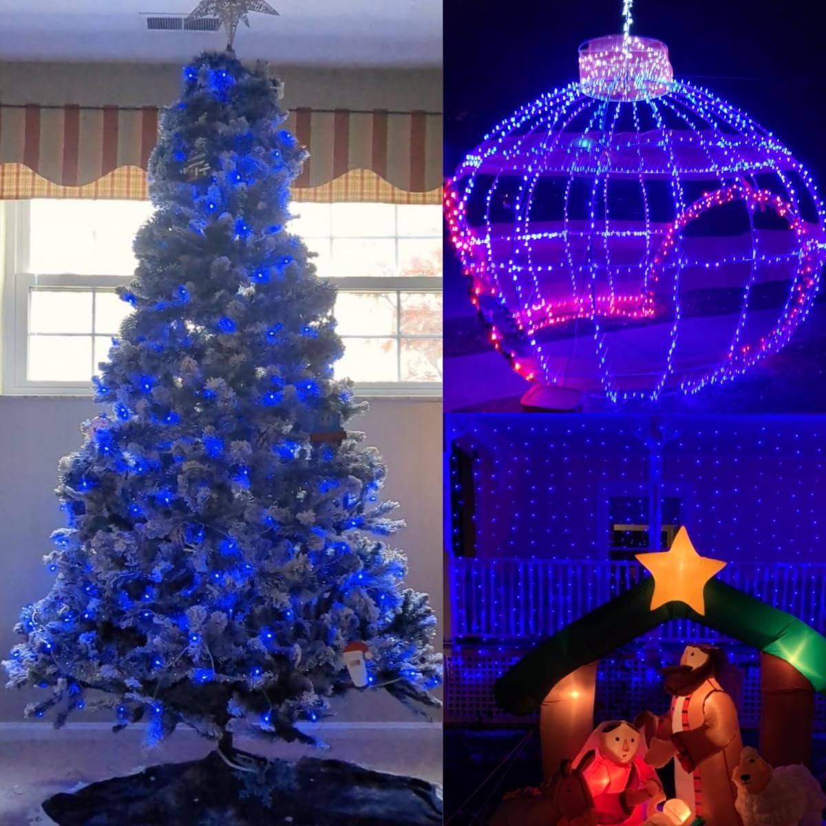 Yeguo 165Ft 500 Led Blue Christmas Lights Outdoor Waterproof, Clear Wire String Lights Indoor, Twinkle Tree Lights Plug In With