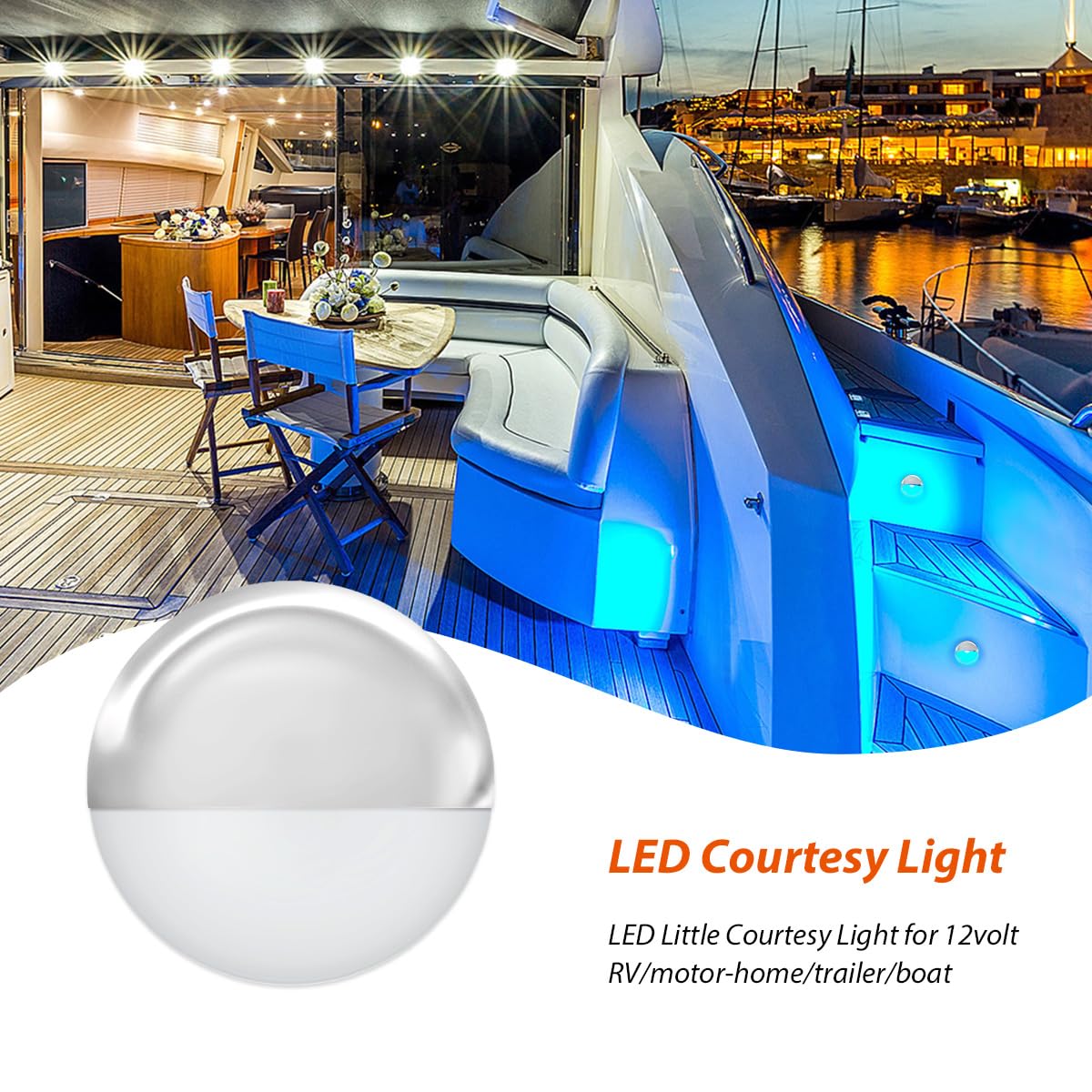 Dream Lighting LED Boat Decking Lights Waterproof 12V Marine RV Trailer Blue Stainless Steel Pack of 6