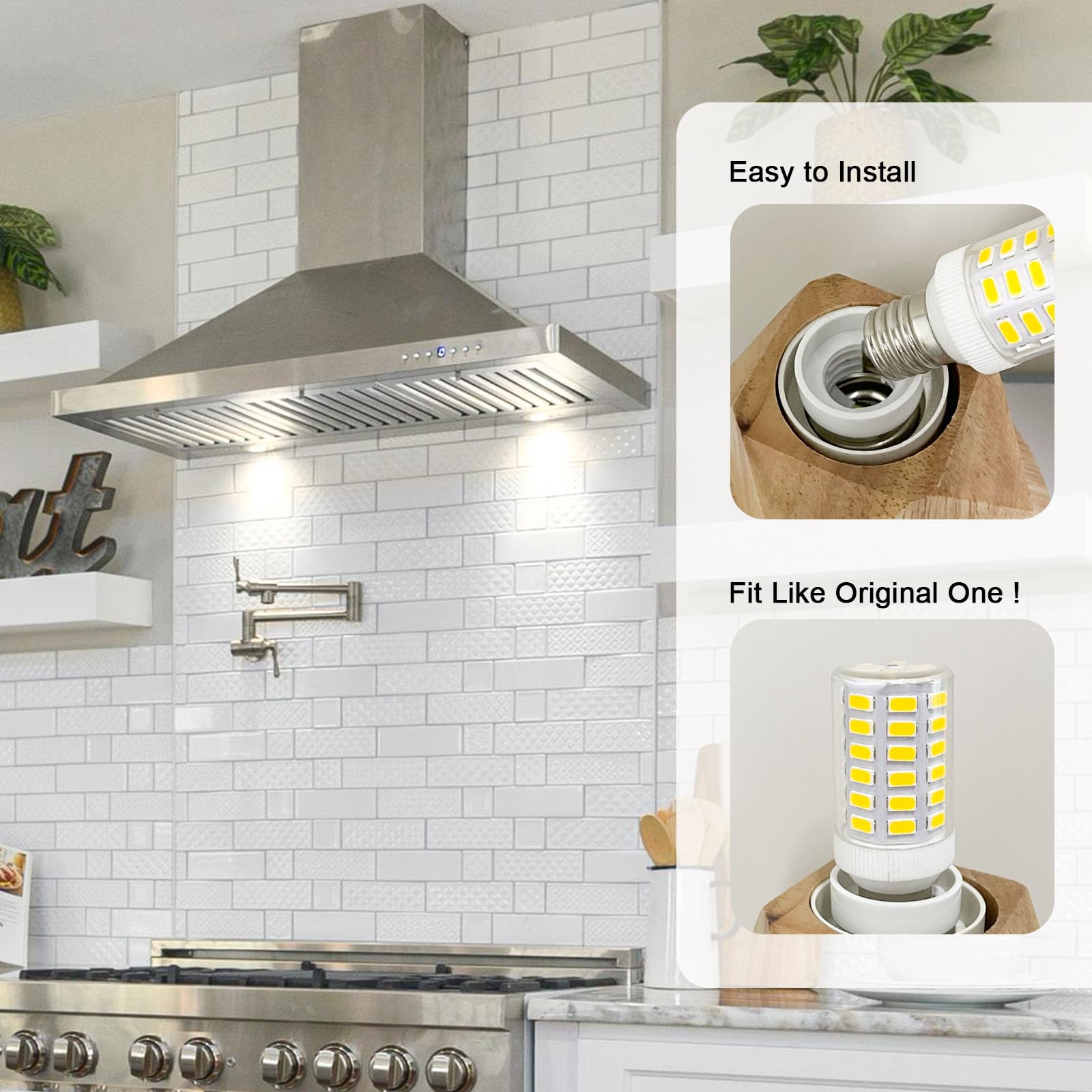 LFLAMPON E17 LED Bulb 6W Non-Dimmable Daylight White 5000K - Model E17T5754, 2 Pack, Ideal for Kenmore Refrigerators
