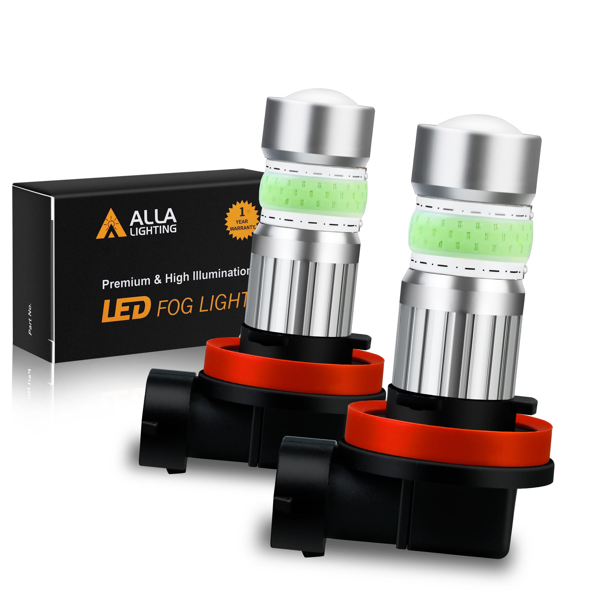 Alla Lighting H8 H16 H11 Led Fog Lights Bulbs, 8000K Ice Blue 2800 Lumens Xtreme Super Bright Cob-72 Smd 12V Drl Replacement