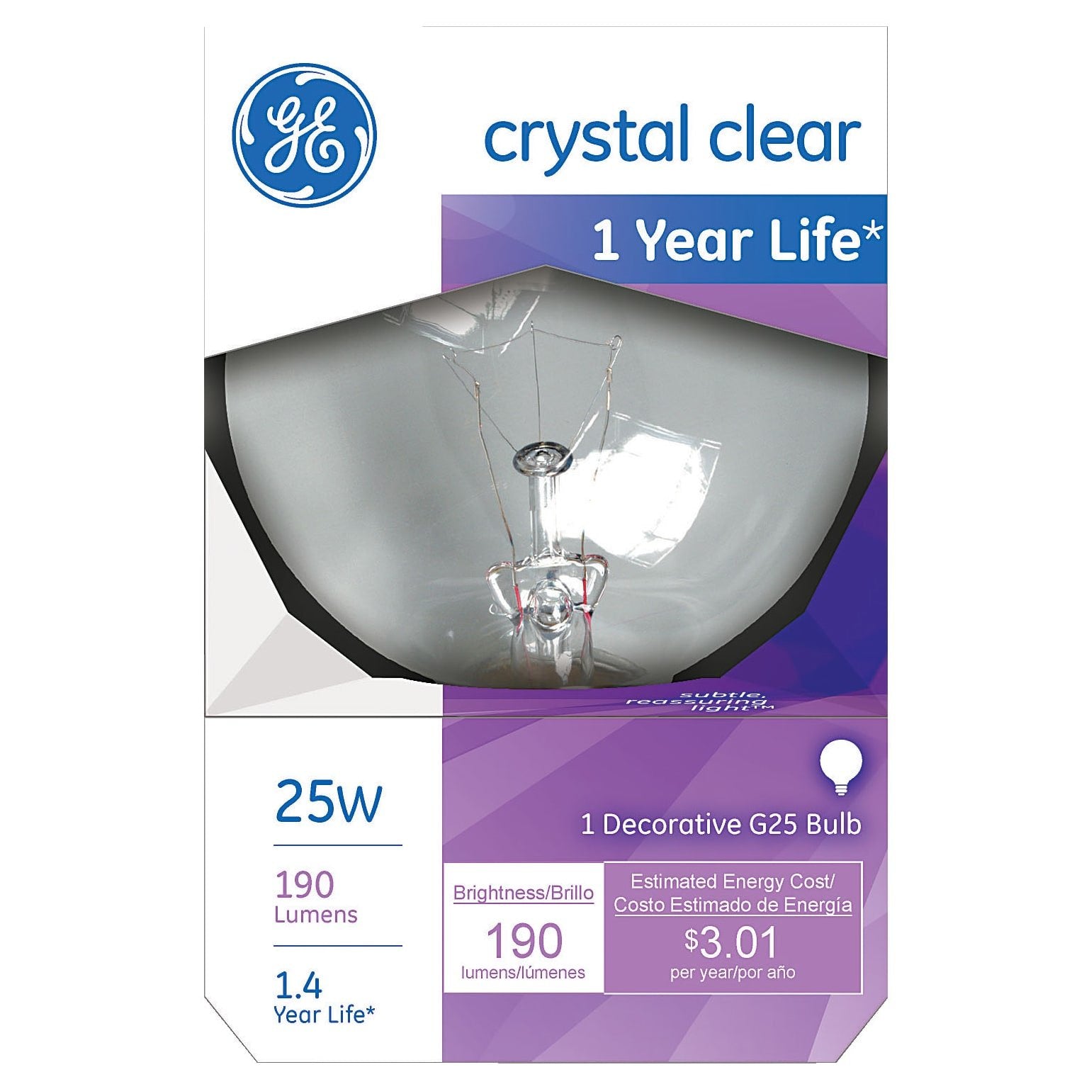 Ge Lighting 12983 25 Watt Clear Globe Light Bulb