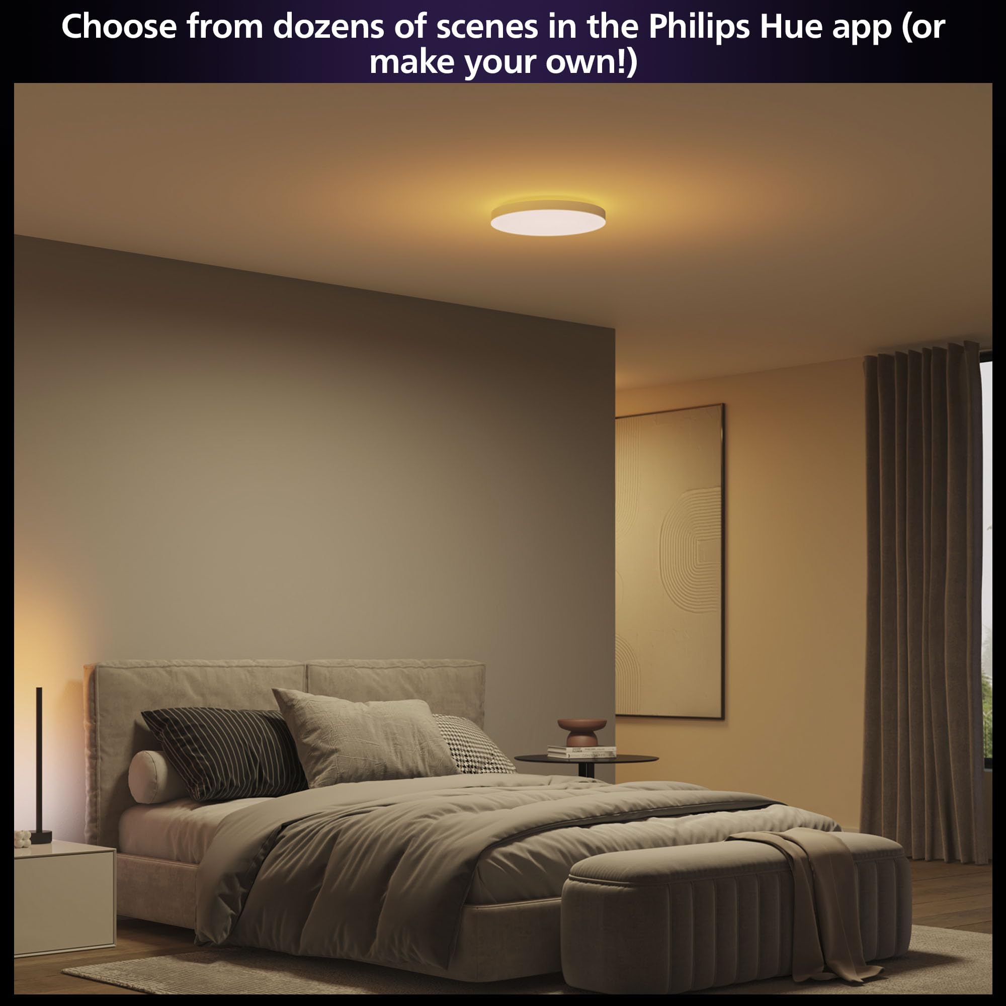 Philips Hue Datura Smart Ceiling Panel (Small Round 2.49In X 15.12In) White & Color Light, Bluetooth Compatible, Voice Control W