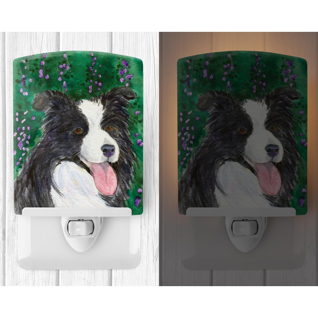 Carolines Treasures Ceramic Night Light, Border Collie Design, UL-Certified, 6x4x3 inches, Multicolor, Model SS1053CNL