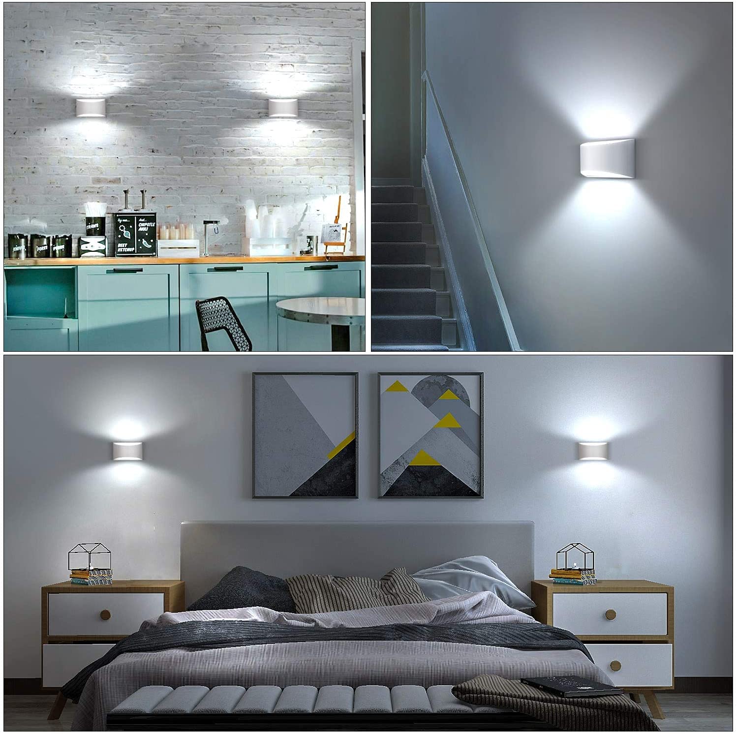 Lightess Indoor Led Wall Lamp 12W Dimmable Up Down Wall Light For Living Room Bedroom Hallway Staircase Cool White