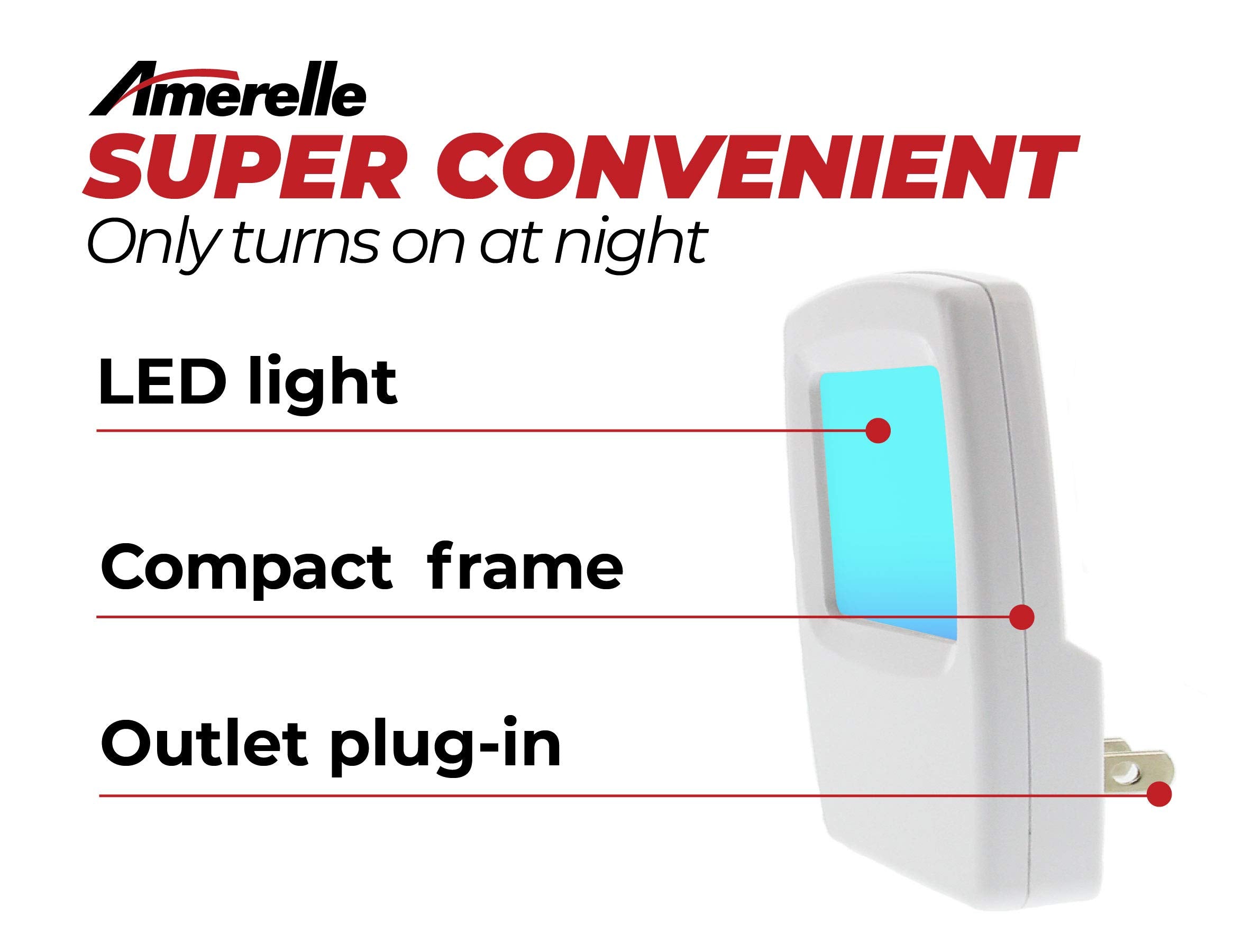 AMERELLE Always-On LED Night Light, 2 Pack, Cool Blue, Model 71282, Slim Plug-in Design for Bedrooms, Bathrooms, and Nurseries