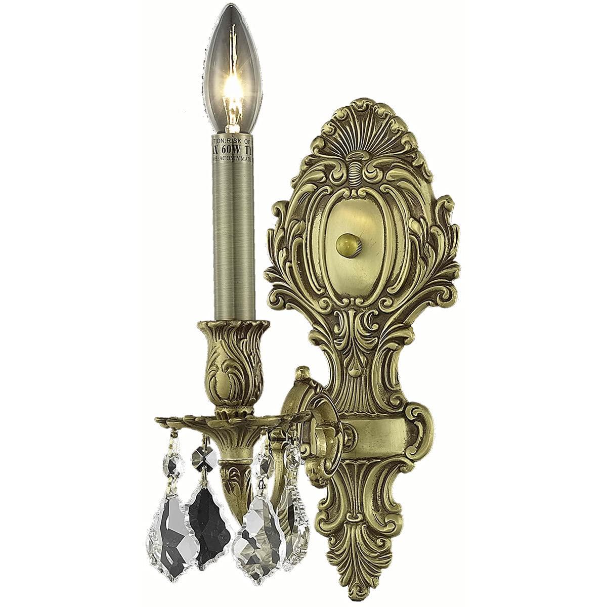 Elegant Lighting Royal Cut Crystal Chandelier 8in French Gold Alloy Steel, Glass, Wood Model 9601W5FG/RC