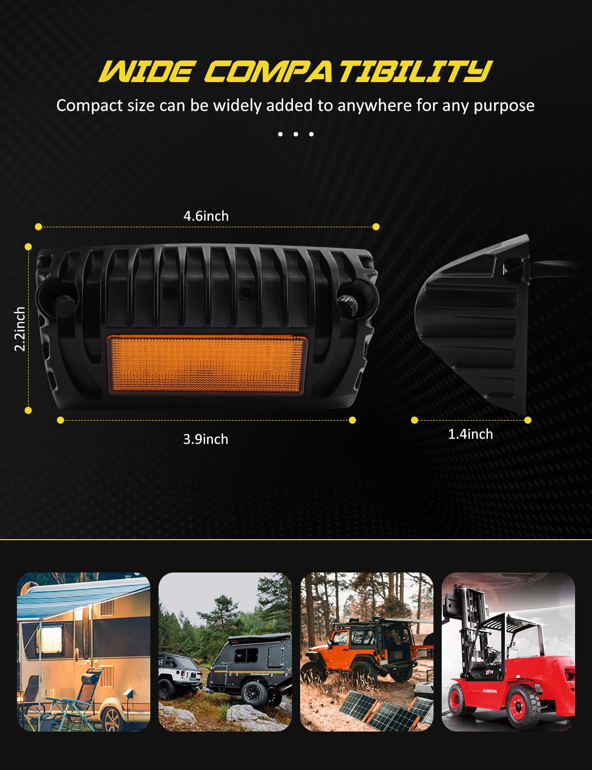 Chelhead 800Lm Led Rv Porch Light Exterior Utility Light 12V Amber Replacement Lighting Led Scene Lights Compatible With Rvs  Traliers  Campers  Roof Rack  Trucks
