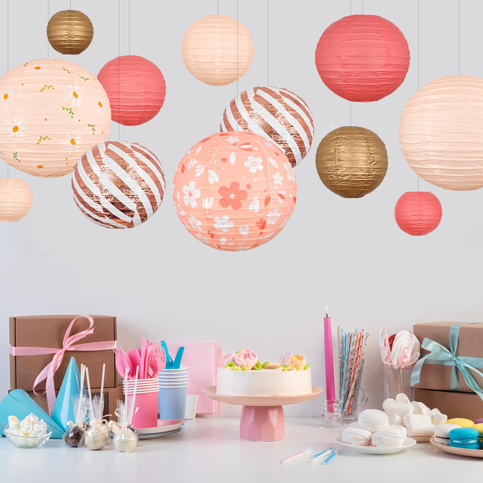 Paper Lanterns Decorative, Wedding Decorations With Daisy Pattern, Hanging Round Paper Lanterns For Engagement Anniversary Brida