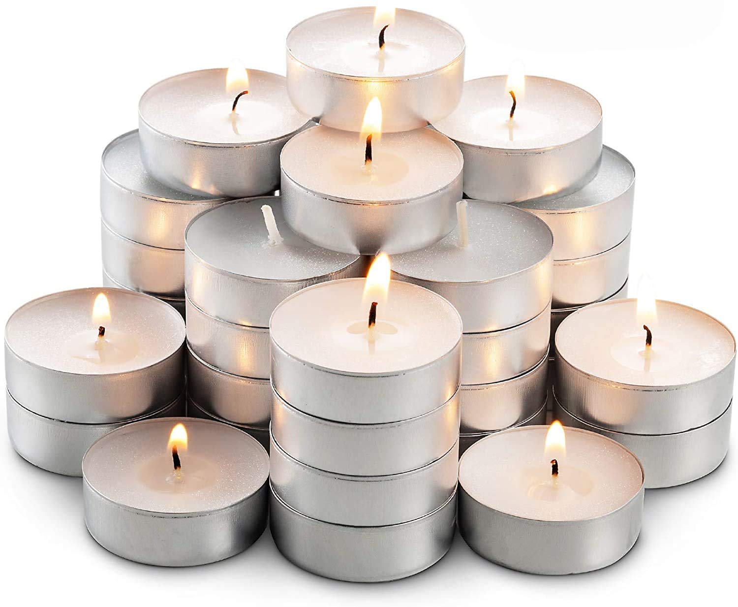 Auradecor Pack of 100 Tealight Candle, Unscented Smokeless Burning Time 2.5 Hour to 3 Hour