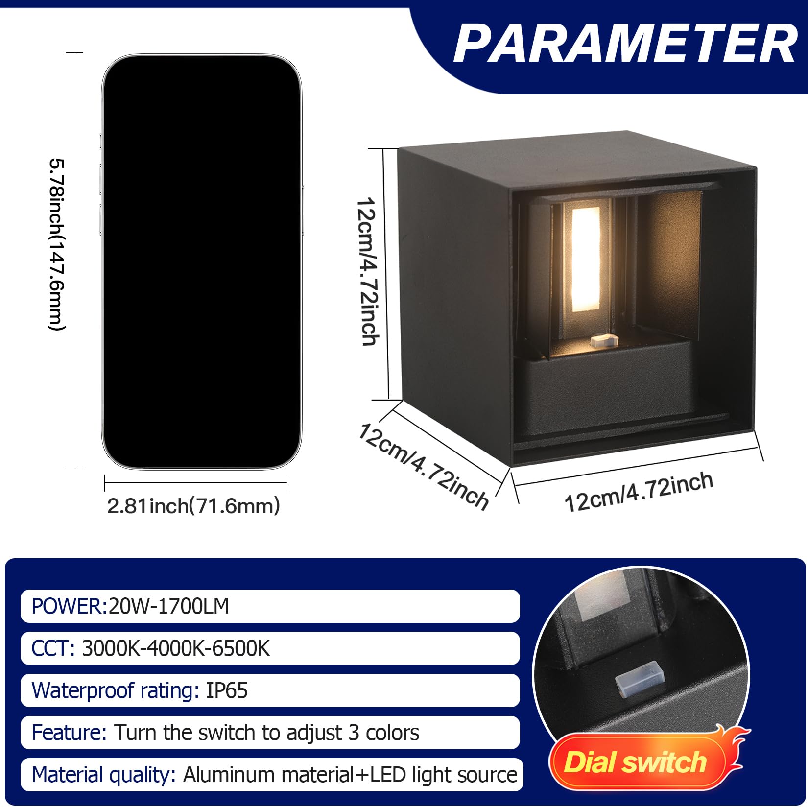 Mille Lucciole 4 Pack LED Wall Lights 20W Adjustable IP65 Waterproof Black Aluminum Sconce Model ML-HWBD-20W